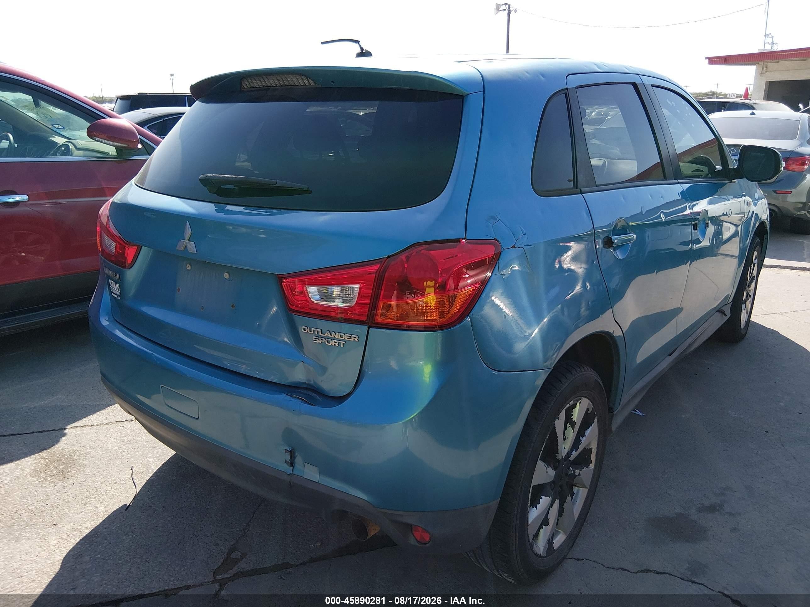 2013 Mitsubishi Outlander Sport Es Blue vin: 4A4AP3AU4DE024239