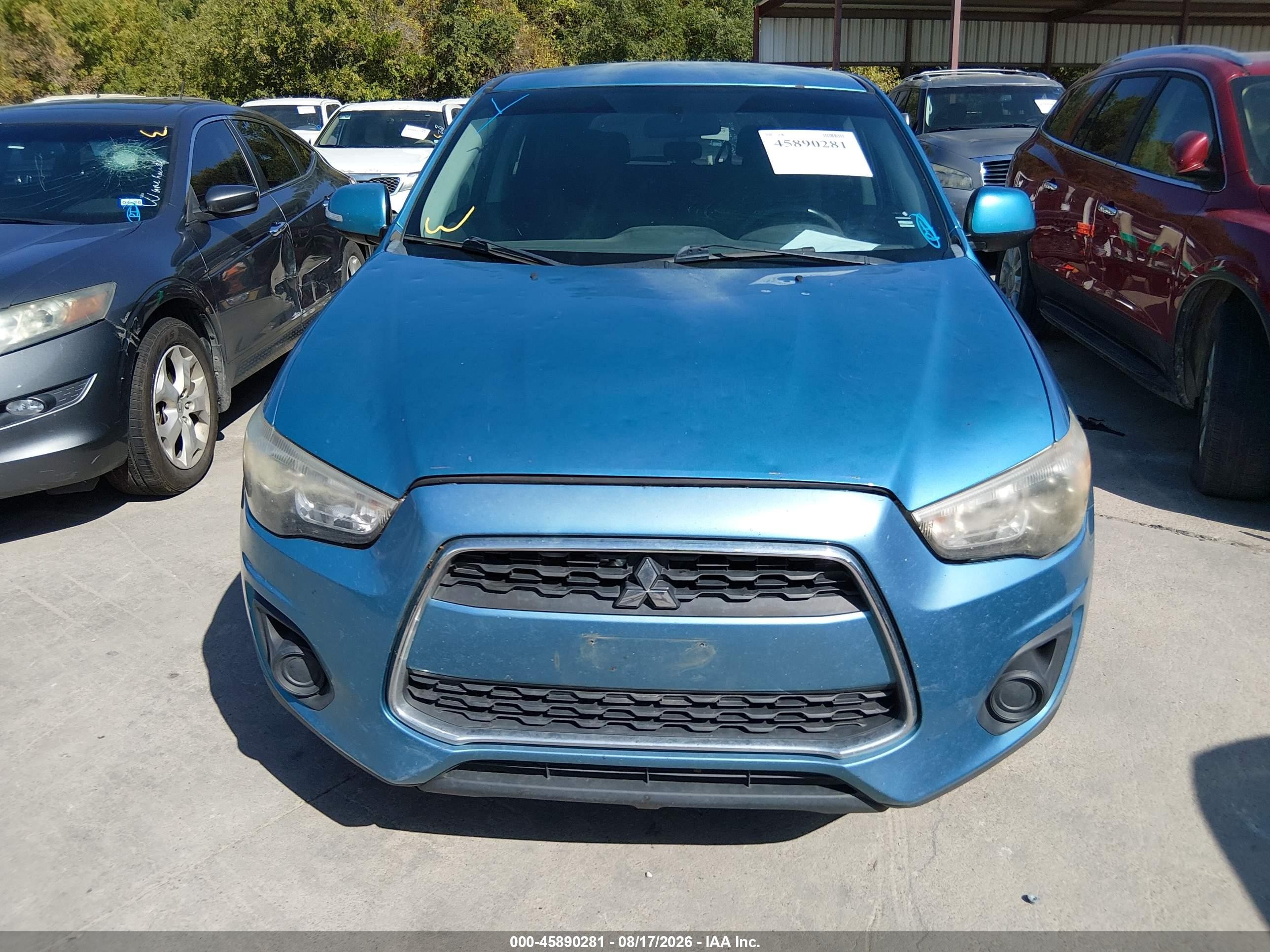 2013 Mitsubishi Outlander Sport Es Blue vin: 4A4AP3AU4DE024239