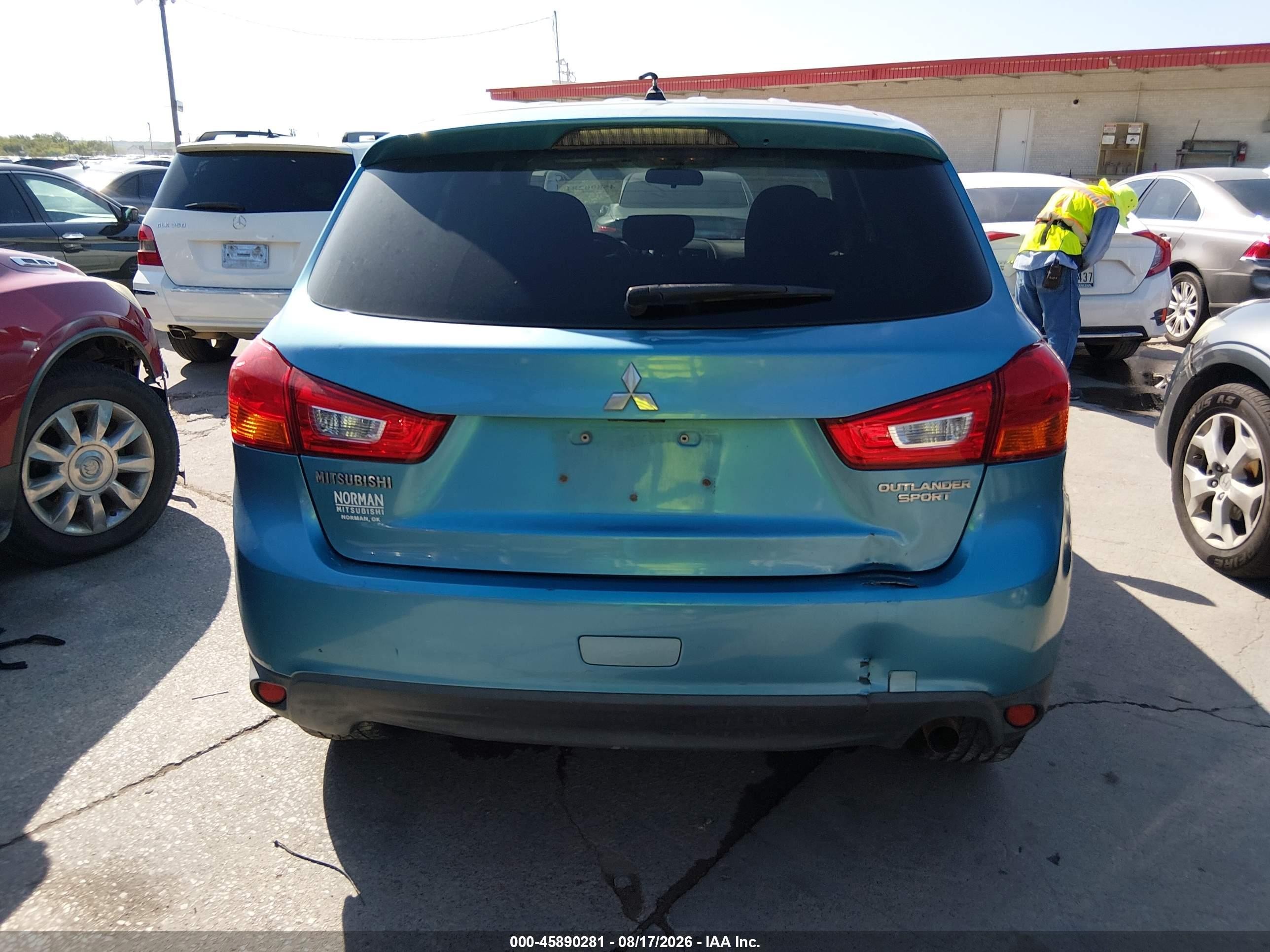 2013 Mitsubishi Outlander Sport Es Blue vin: 4A4AP3AU4DE024239
