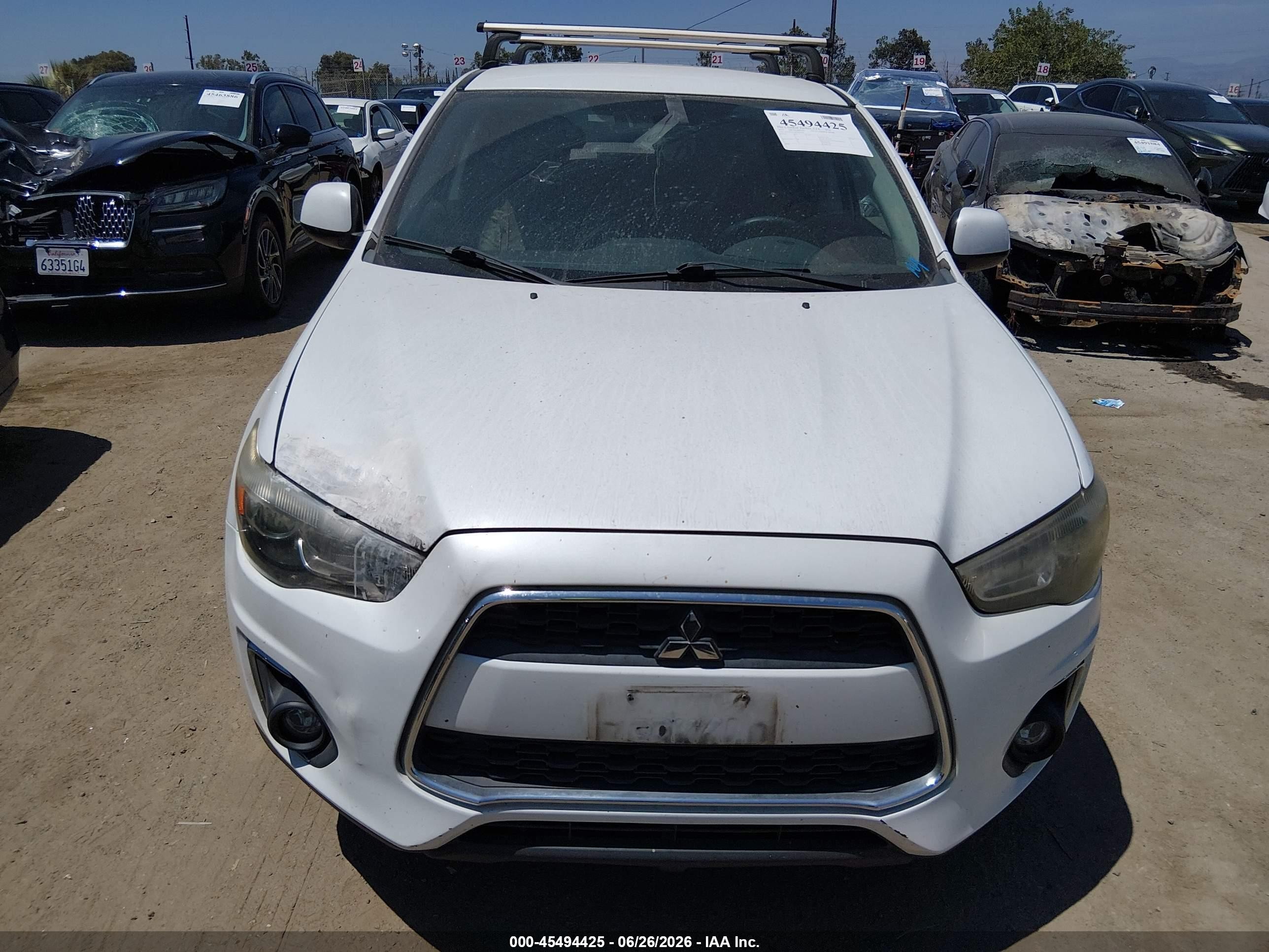 2014 Mitsubishi Outlander Sport Es White vin: 4A4AP3AU4EE025604