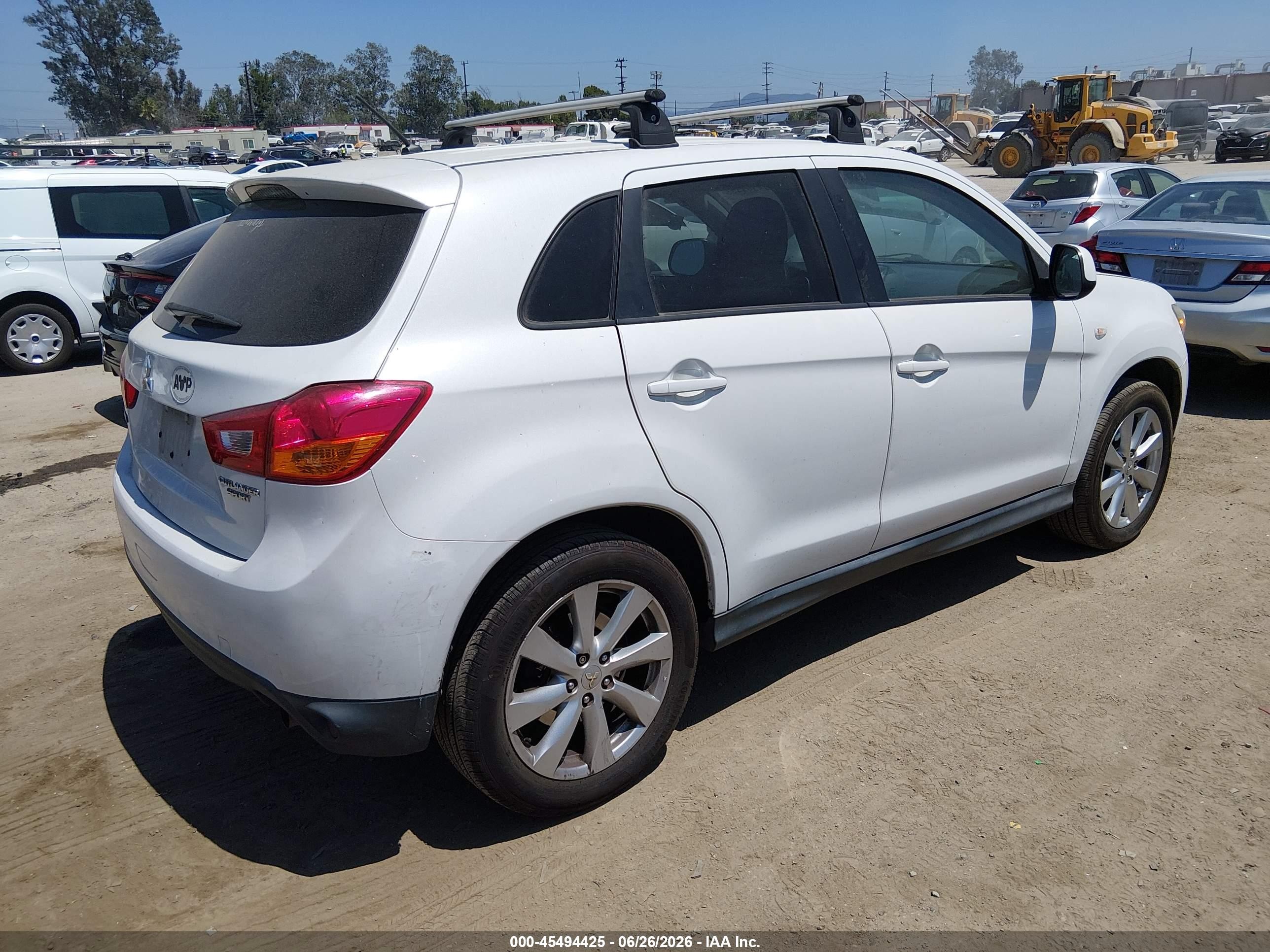 2014 Mitsubishi Outlander Sport Es White vin: 4A4AP3AU4EE025604