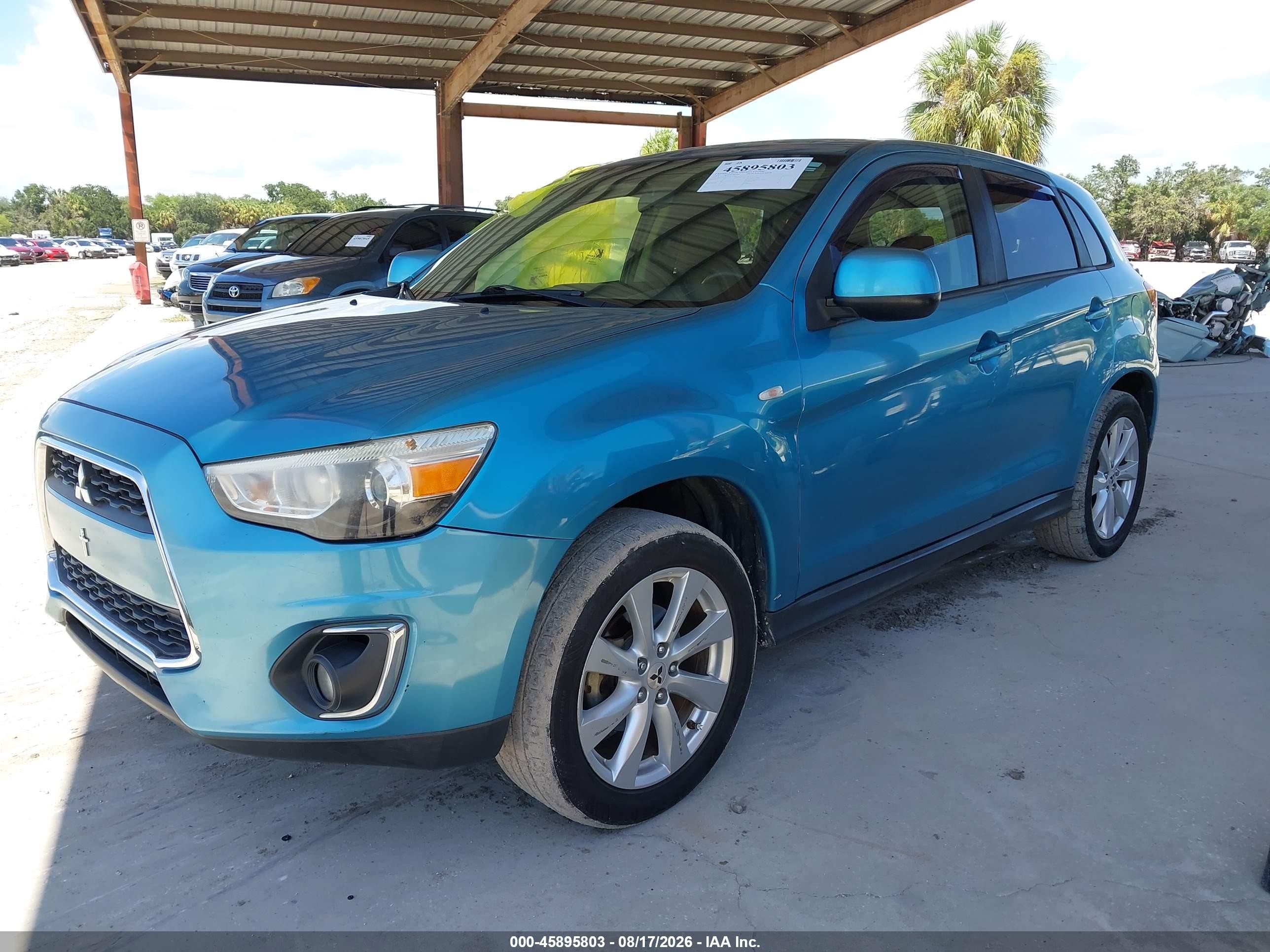 2014 Mitsubishi Outlander Sport Es Blue vin: 4A4AP3AU5EE024106