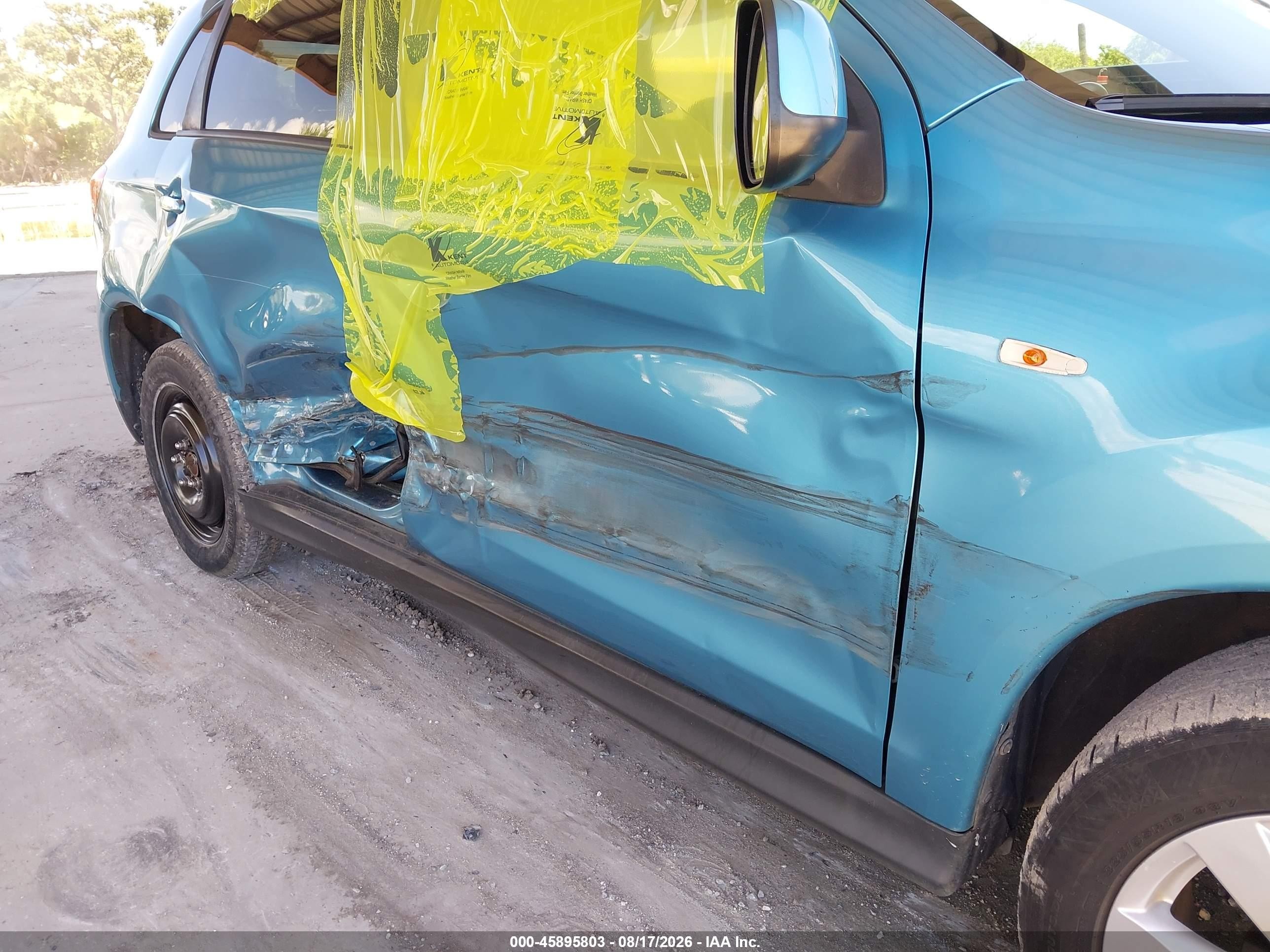 2014 Mitsubishi Outlander Sport Es Blue vin: 4A4AP3AU5EE024106