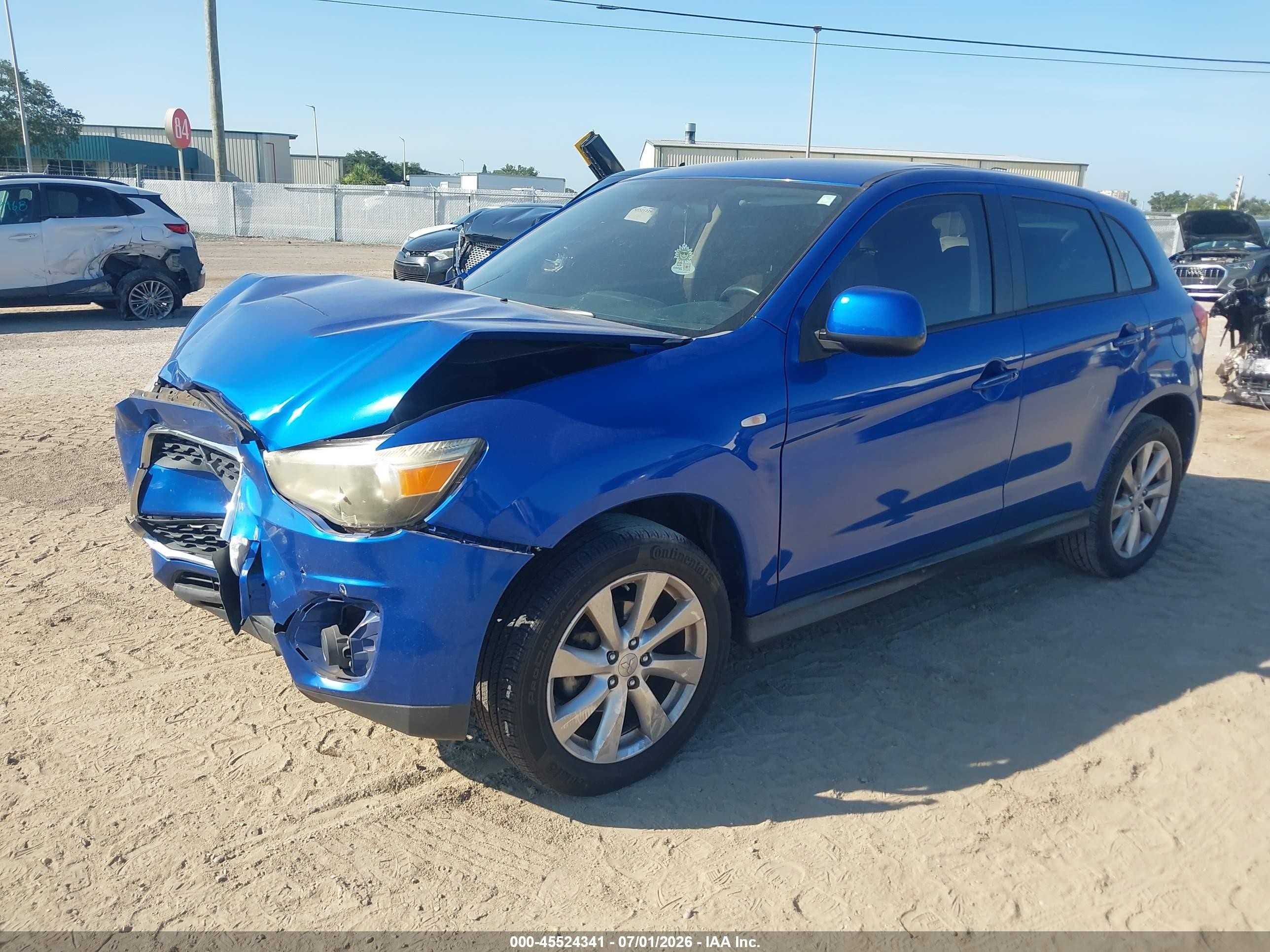 2015 Mitsubishi Outlander Sport Es Blue vin: 4A4AP3AU5FE007193