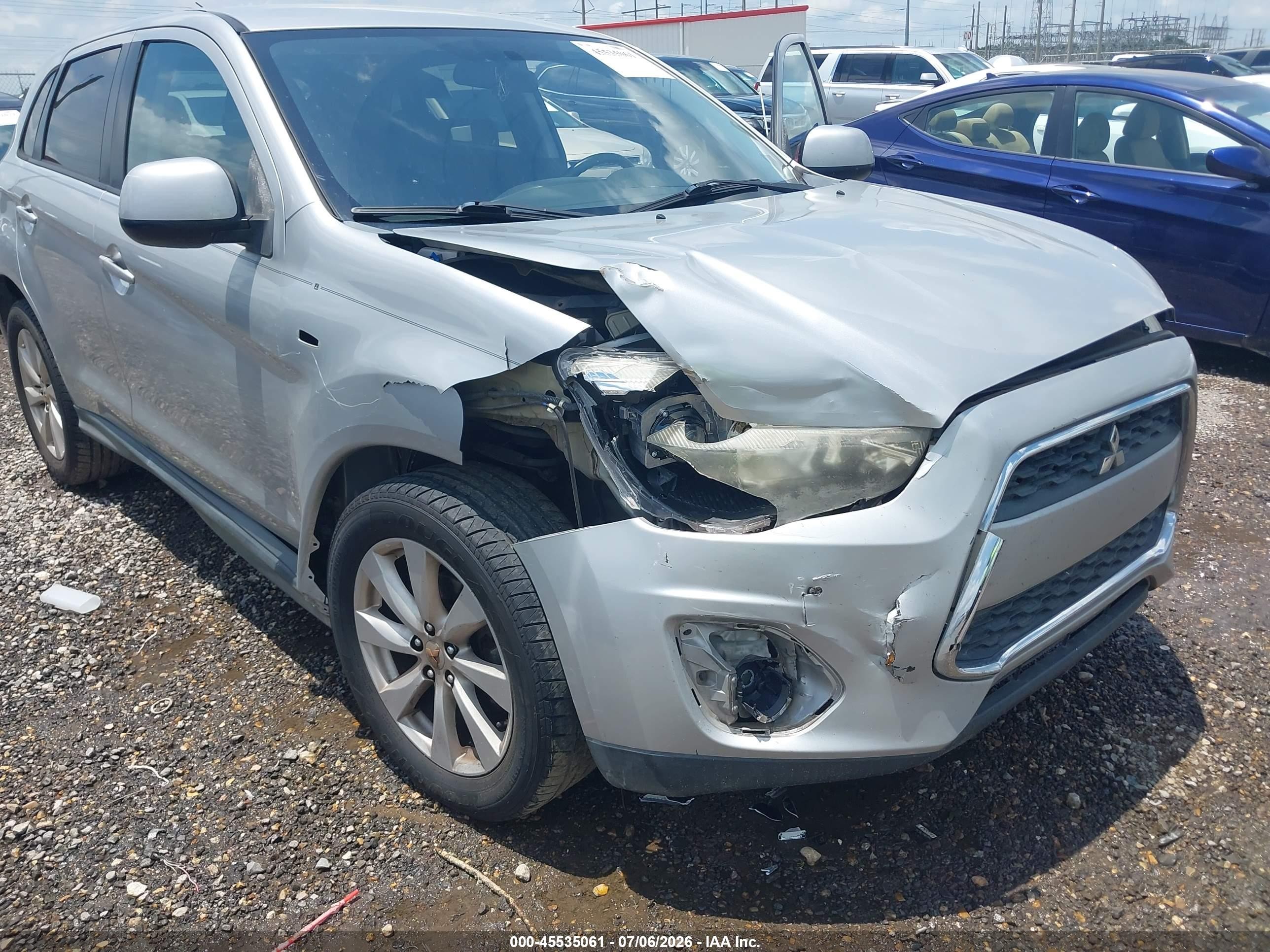 2013 Mitsubishi Outlander Sport Es Серебряный vin: 4A4AP3AU6DE012206