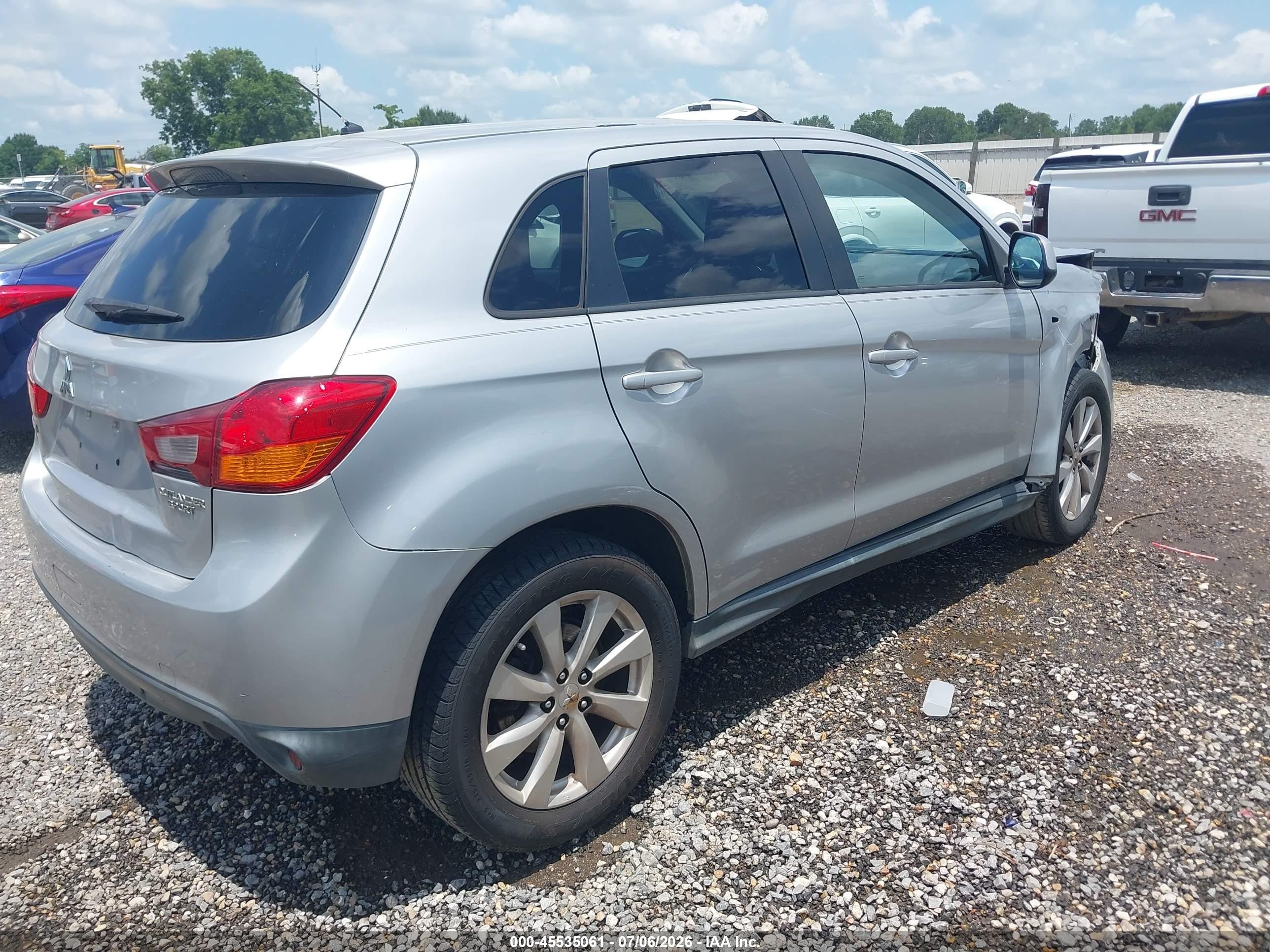2013 Mitsubishi Outlander Sport Es Серебряный vin: 4A4AP3AU6DE012206