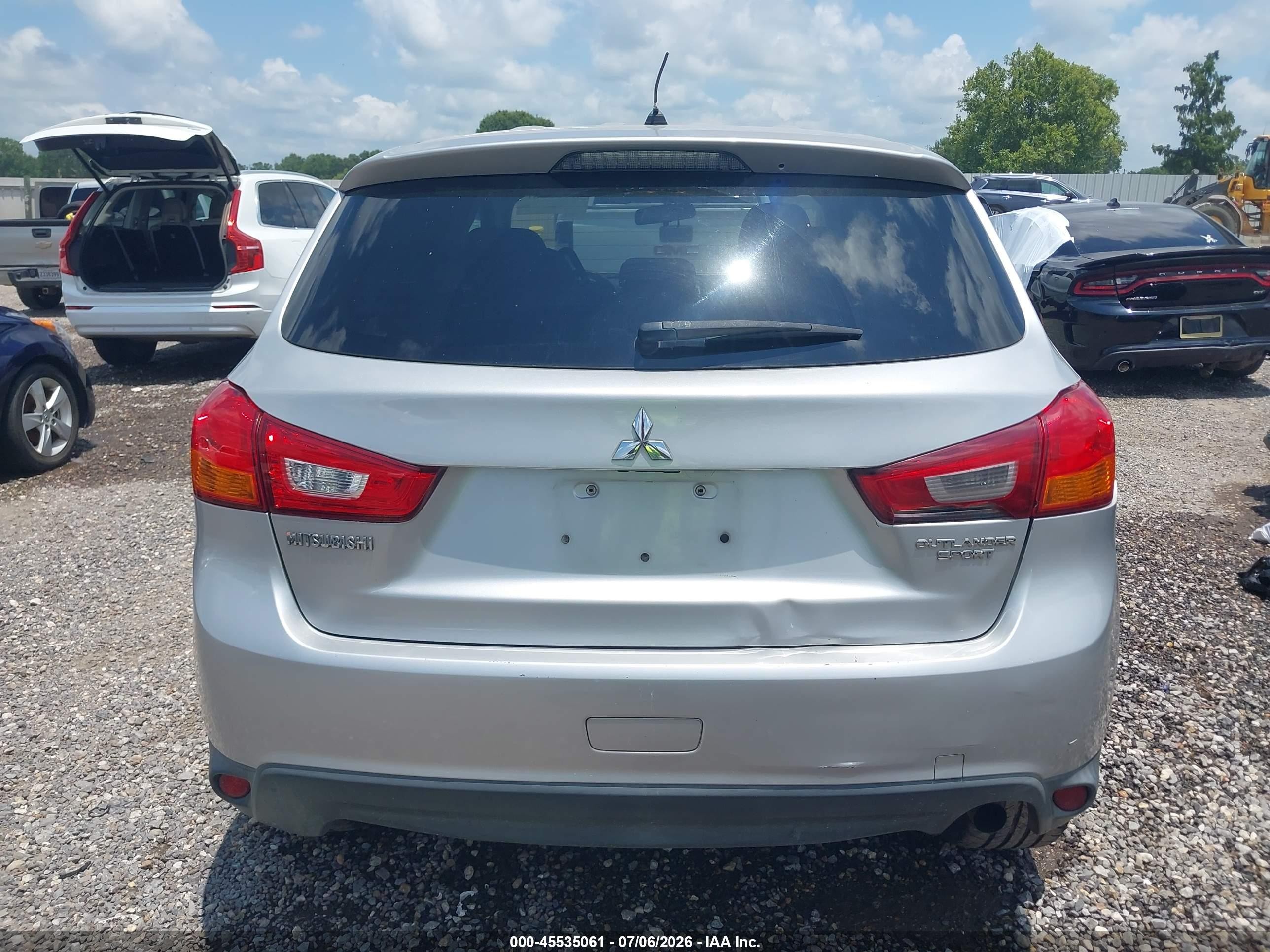 2013 Mitsubishi Outlander Sport Es Серебряный vin: 4A4AP3AU6DE012206