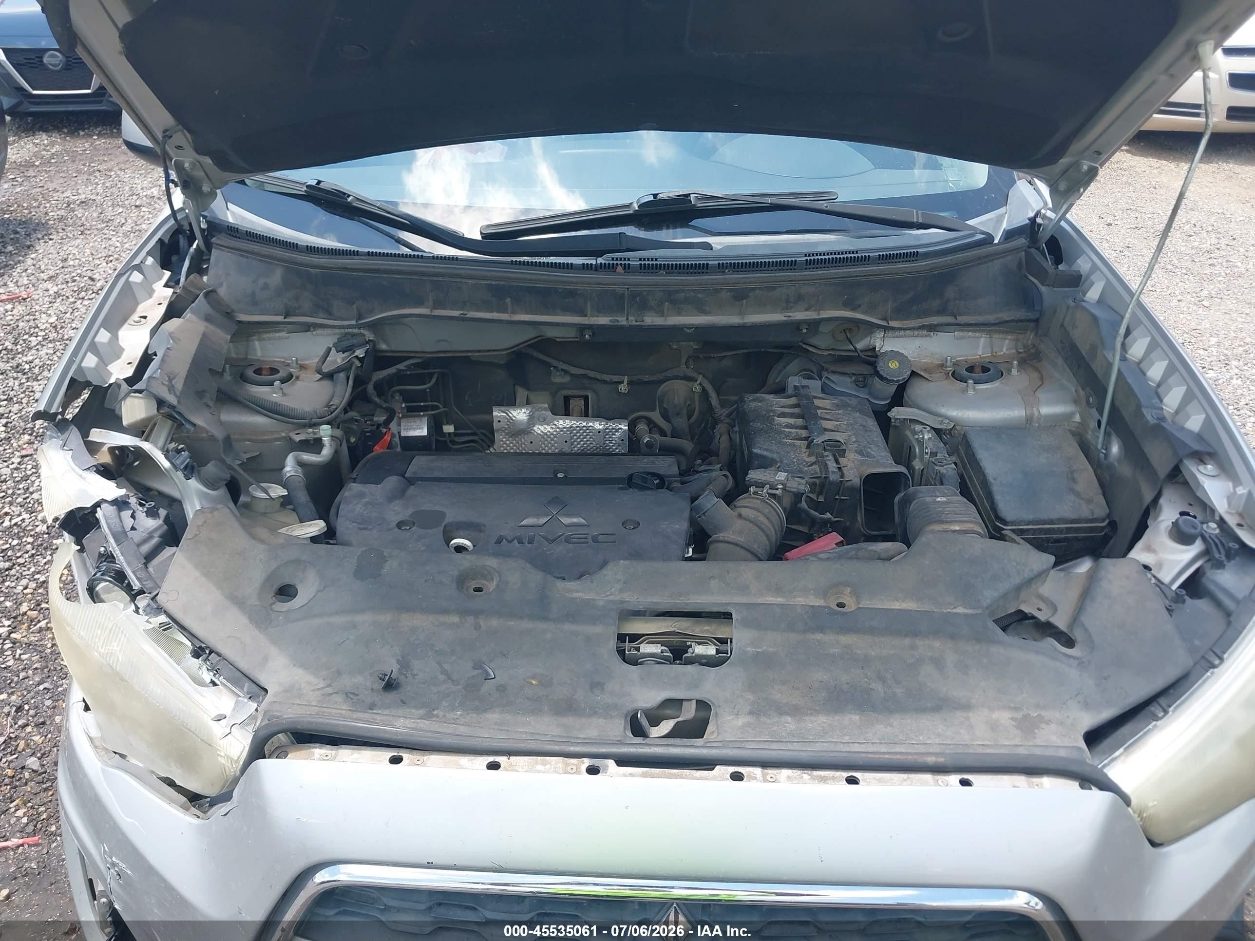2013 Mitsubishi Outlander Sport Es Серебряный vin: 4A4AP3AU6DE012206