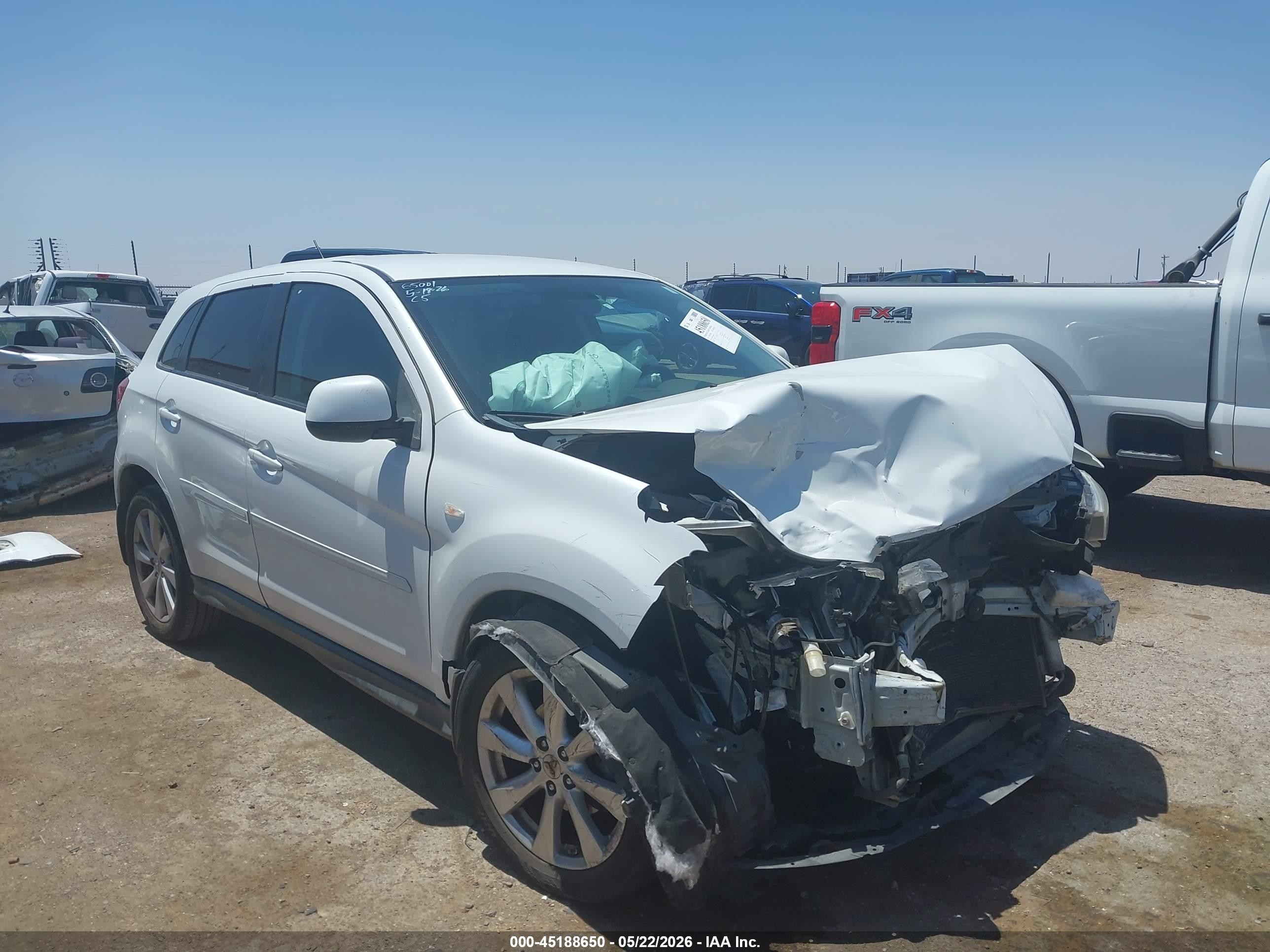 2014 Mitsubishi Outlander Sport Es White vin: 4A4AP3AU6EE020646