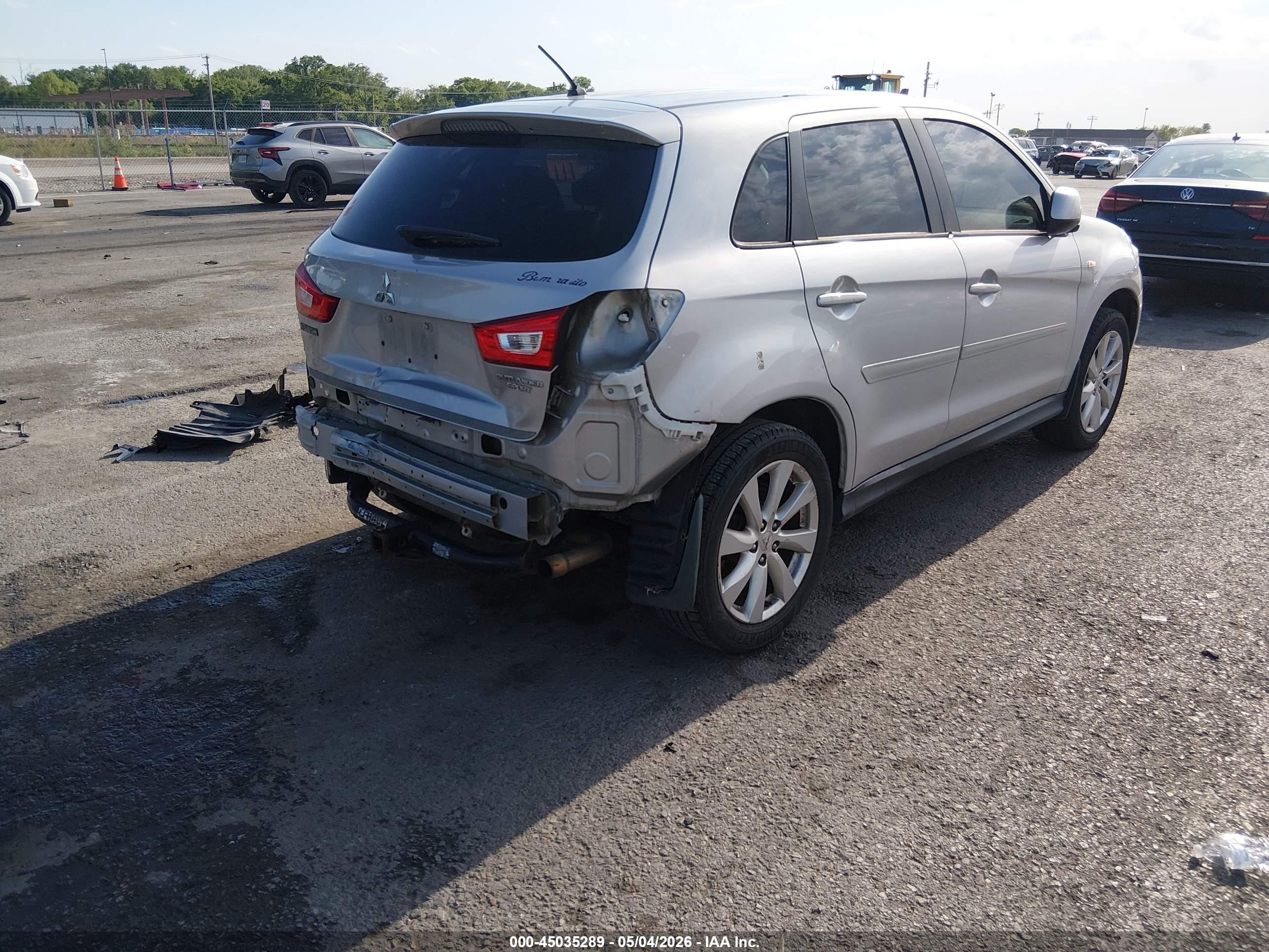 2015 Mitsubishi Outlander Sport Es Серый vin: 4A4AP3AU6FE005324