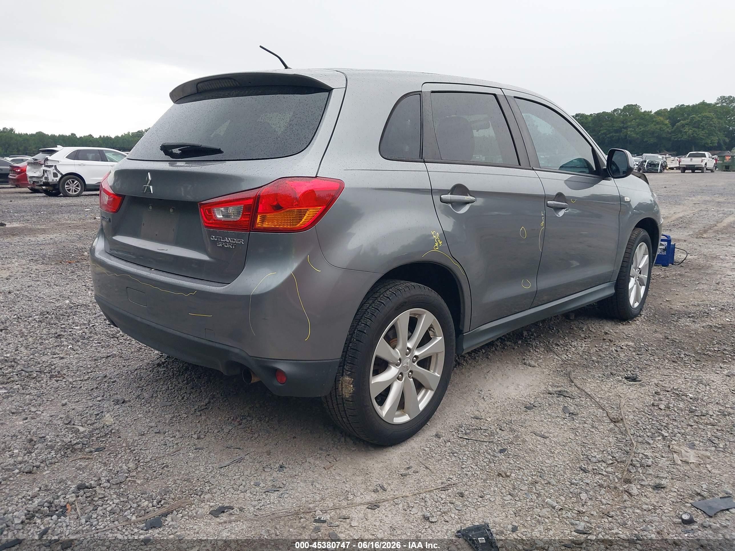2015 Mitsubishi Outlander Sport Es Gray vin: 4A4AP3AU7FE043225