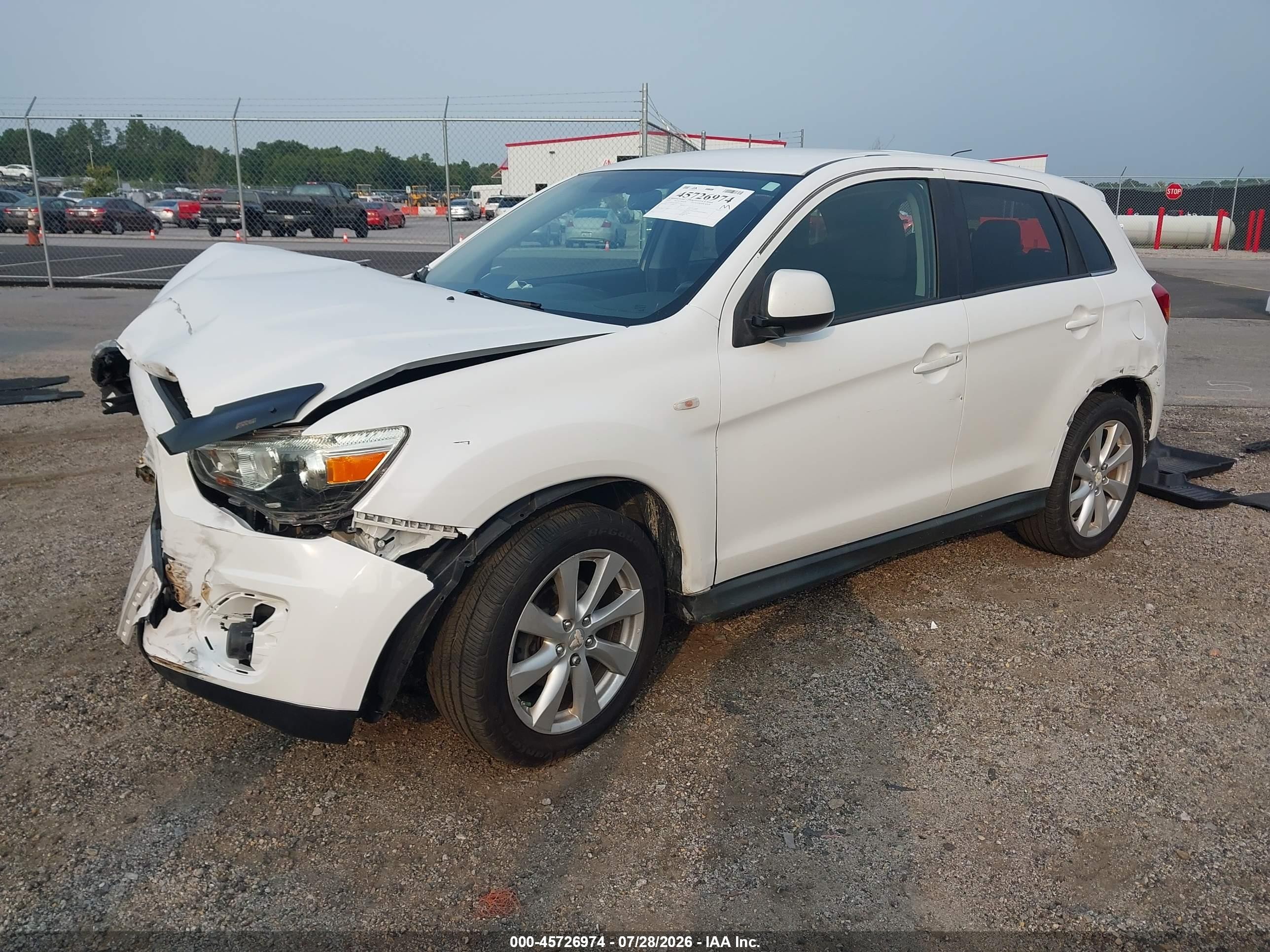 2013 Mitsubishi Outlander Sport Es White vin: 4A4AP3AU9DE010613
