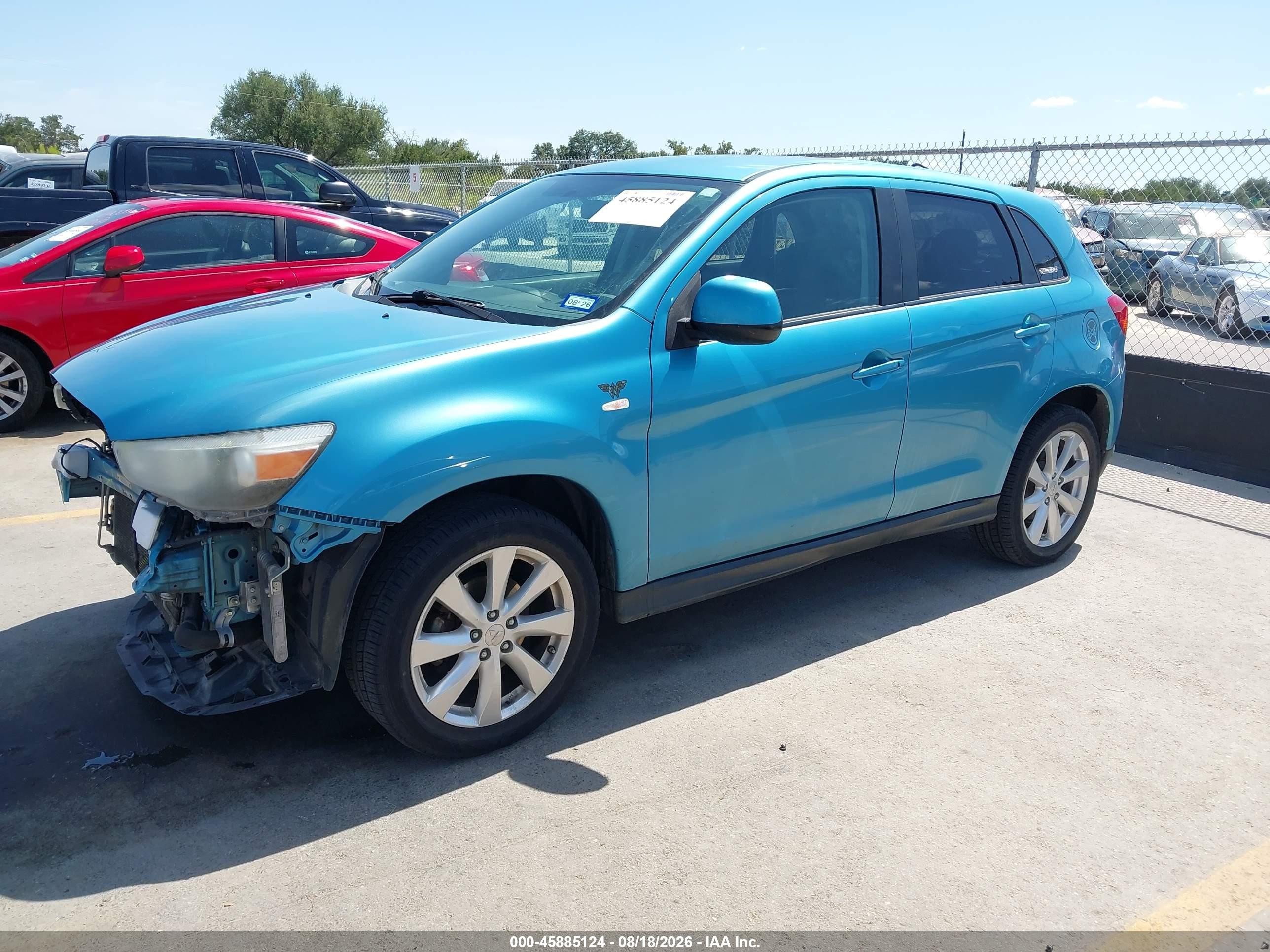 2014 Mitsubishi Outlander Sport Es Blue vin: 4A4AP3AU9EE031270