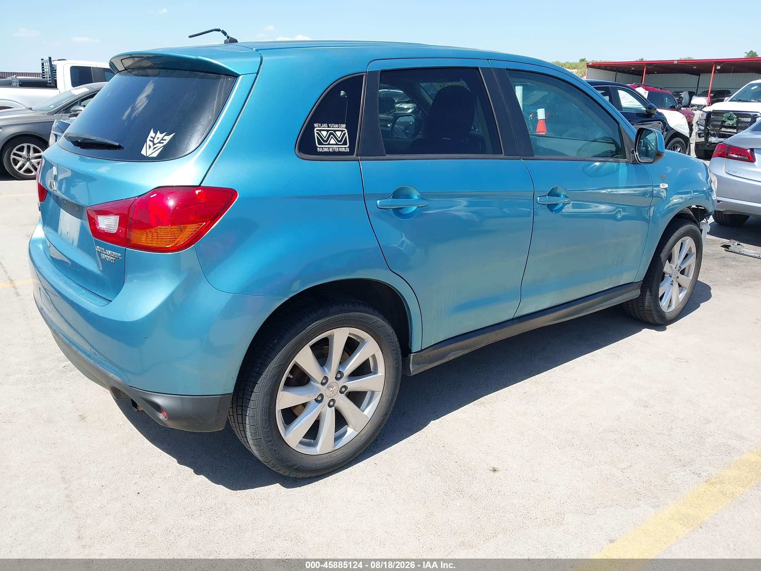 2014 Mitsubishi Outlander Sport Es Blue vin: 4A4AP3AU9EE031270