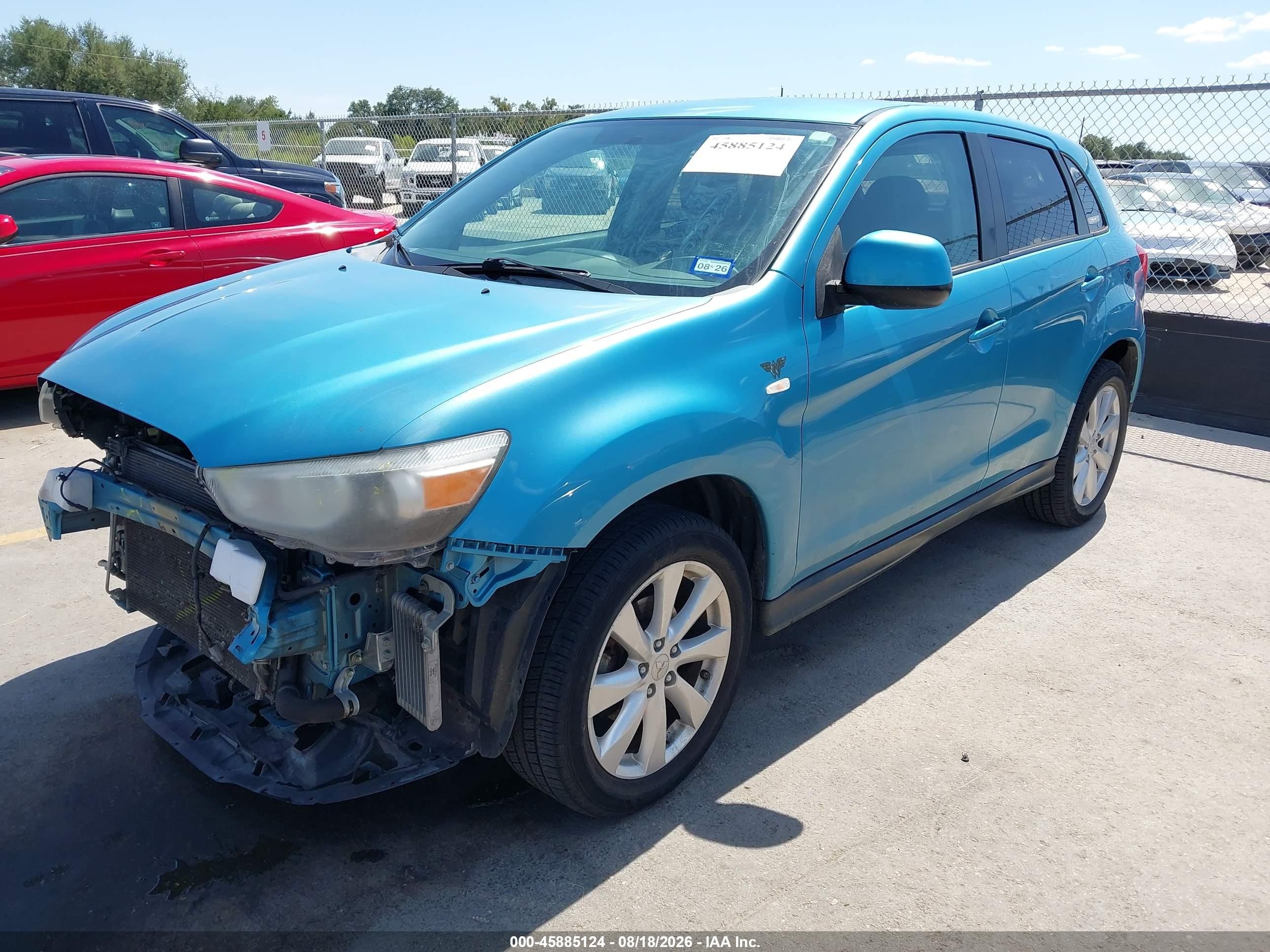 2014 Mitsubishi Outlander Sport Es Blue vin: 4A4AP3AU9EE031270