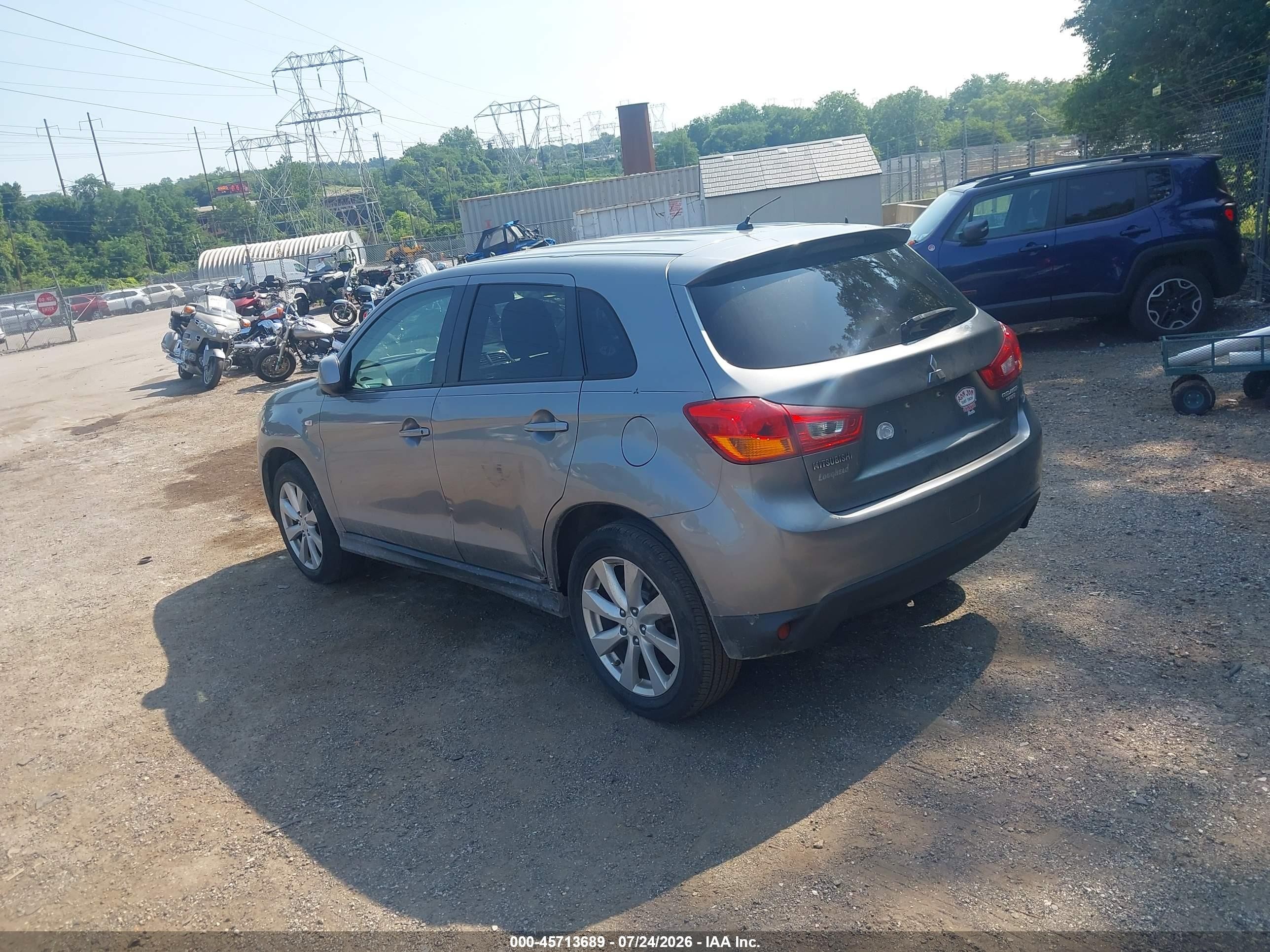 2013 Mitsubishi Outlander Sport Es Gray vin: 4A4AP3AUXDE022172