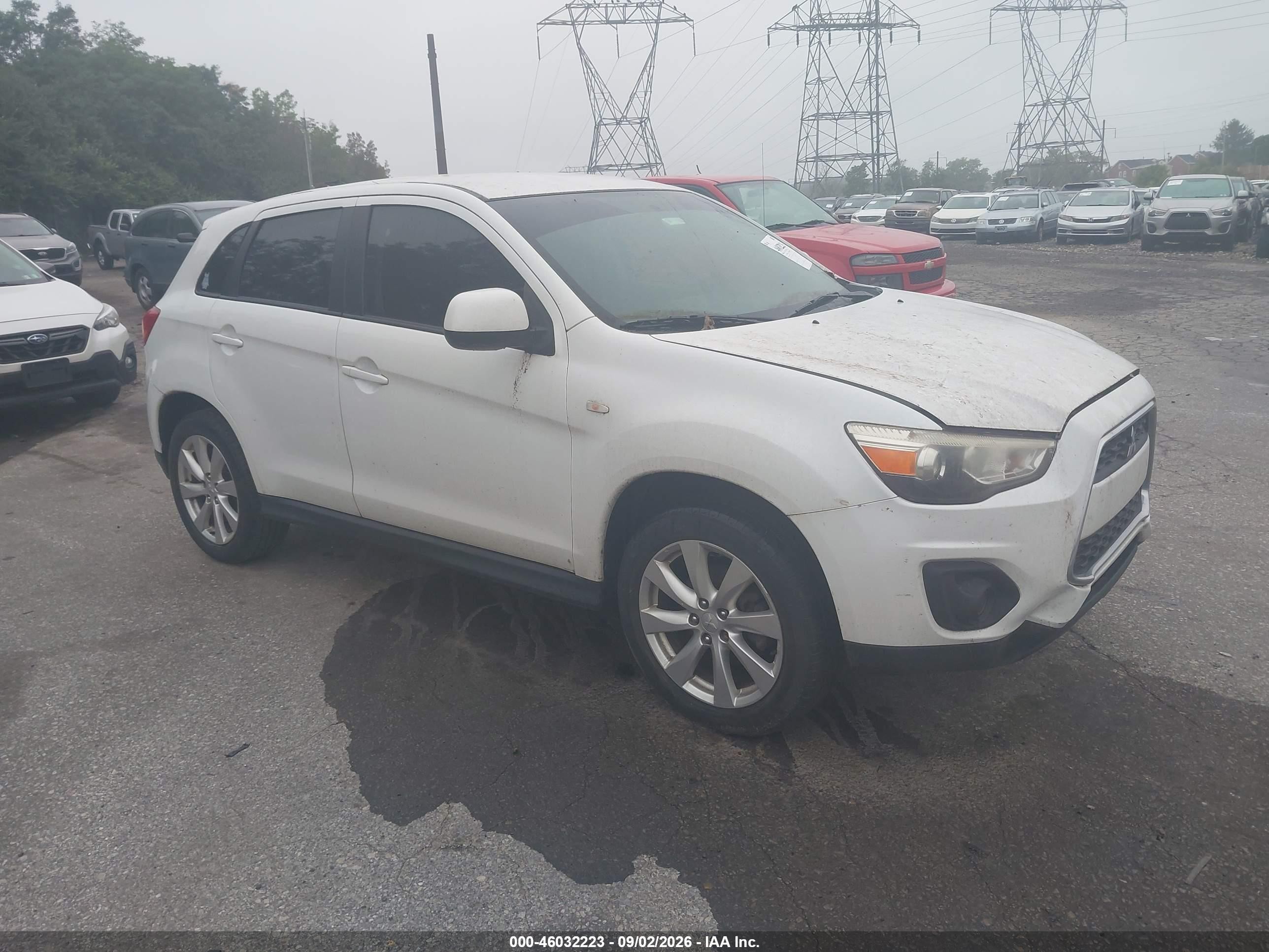 2014 Mitsubishi Outlander Sport Es White vin: 4A4AP3AUXEE004756
