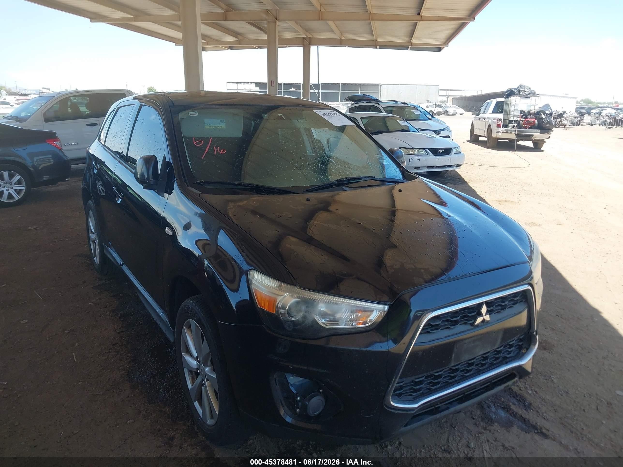 2014 Mitsubishi Outlander Sport Es Черный vin: 4A4AP3AUXEE029110