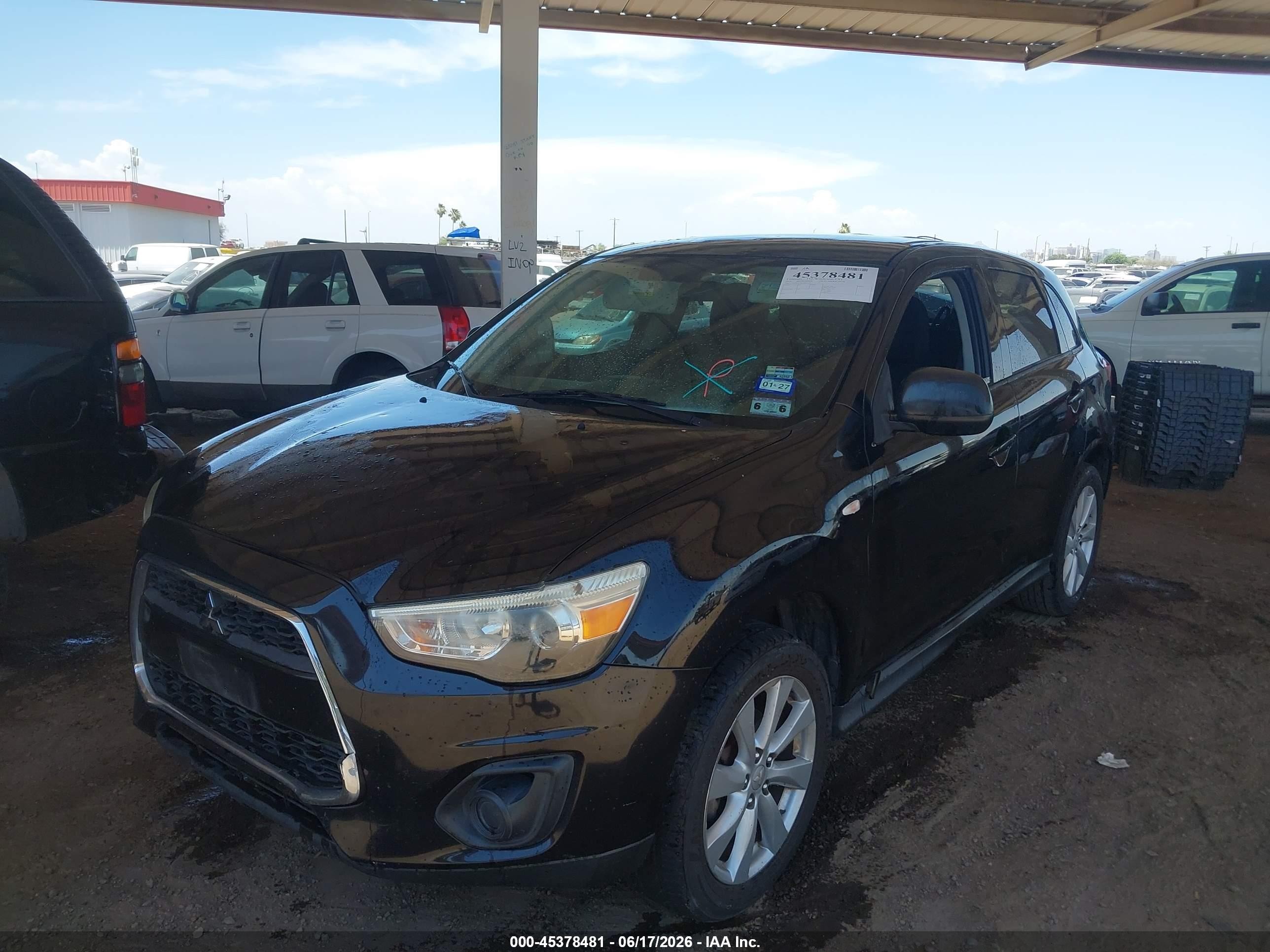 2014 Mitsubishi Outlander Sport Es Black vin: 4A4AP3AUXEE029110