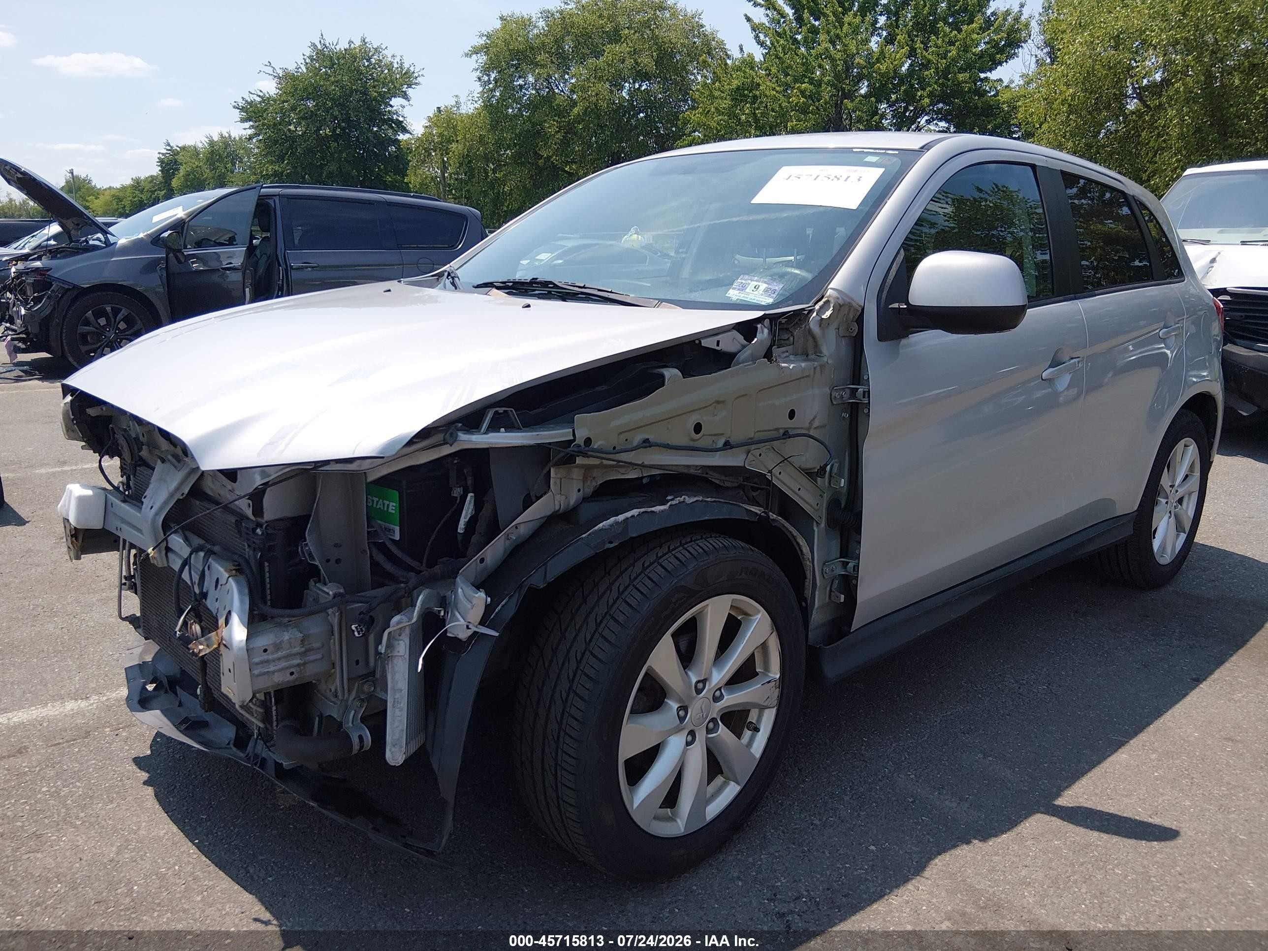 2015 Mitsubishi Outlander Sport Es Silver vin: 4A4AP3AUXFE023602