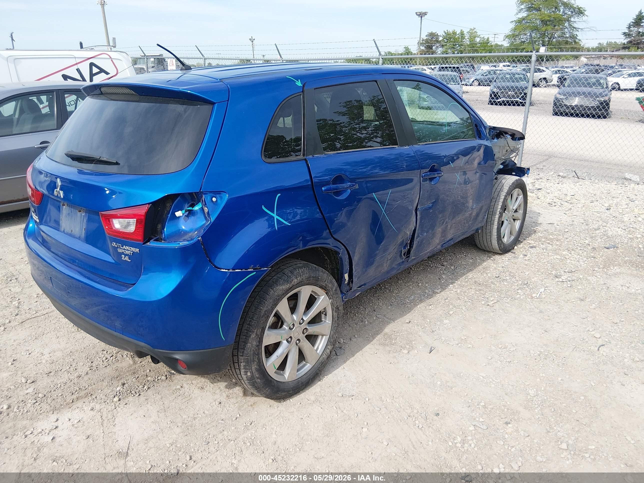 2015 Mitsubishi Outlander Sport Es Blue vin: 4A4AP3AW8FE052713