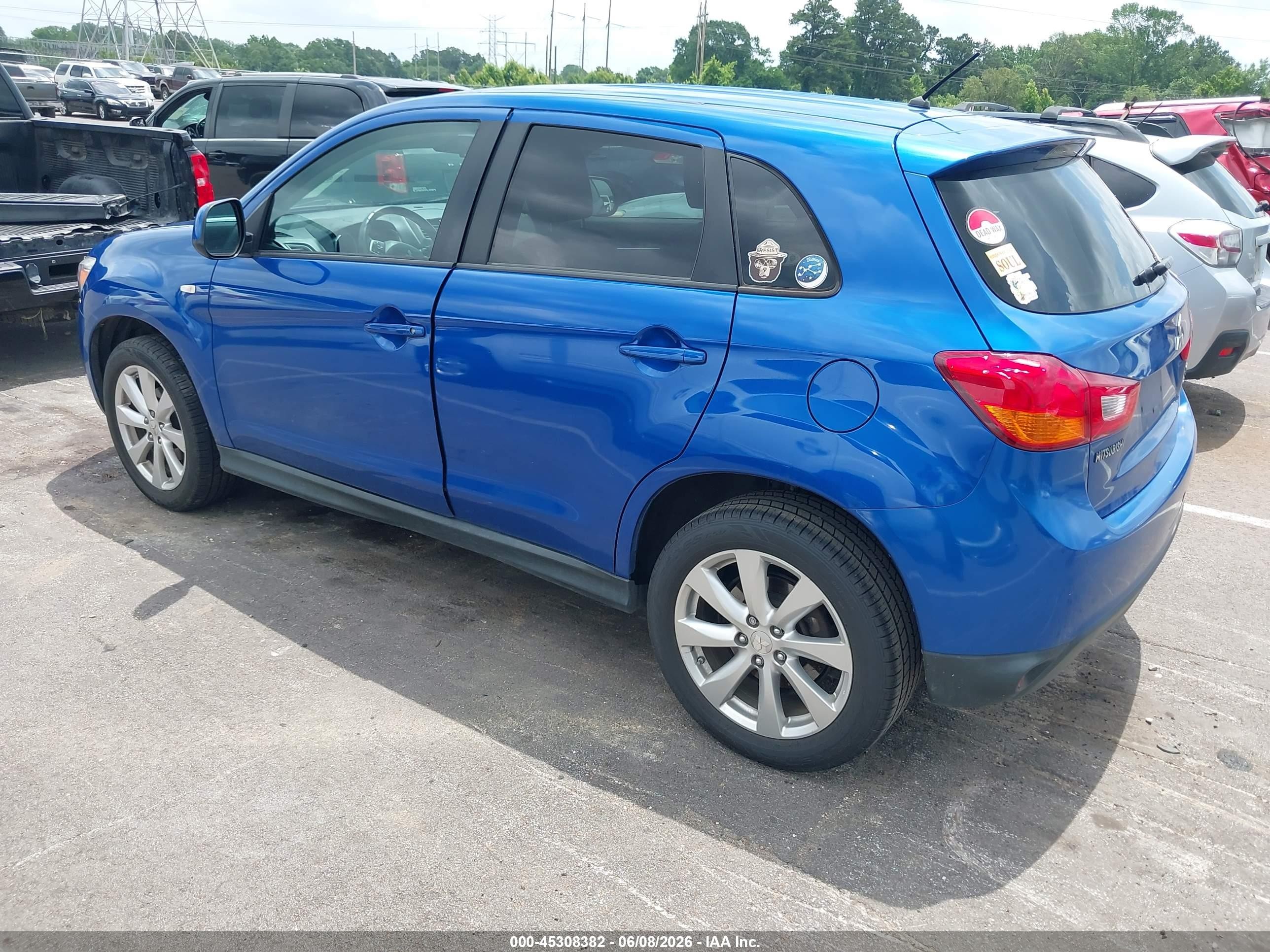2015 Mitsubishi Outlander Sport Es Blue vin: 4A4AP3AWXFE032575