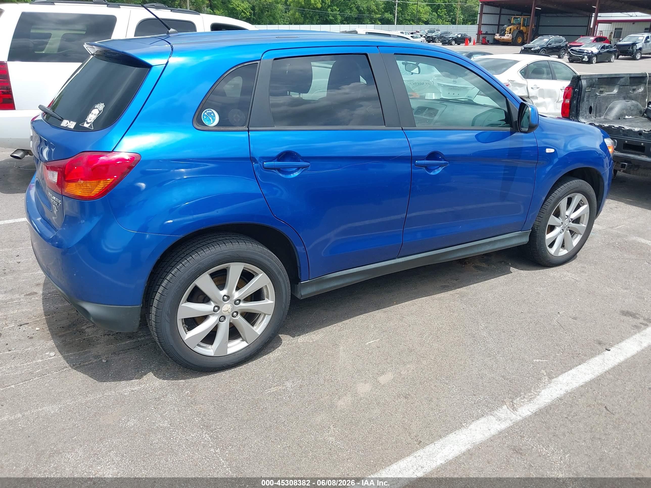 2015 Mitsubishi Outlander Sport Es Blue vin: 4A4AP3AWXFE032575