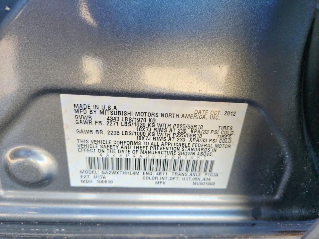 2013 Mitsubishi Outlander Sport Se Silver vin: 4A4AP4AU2DE007087