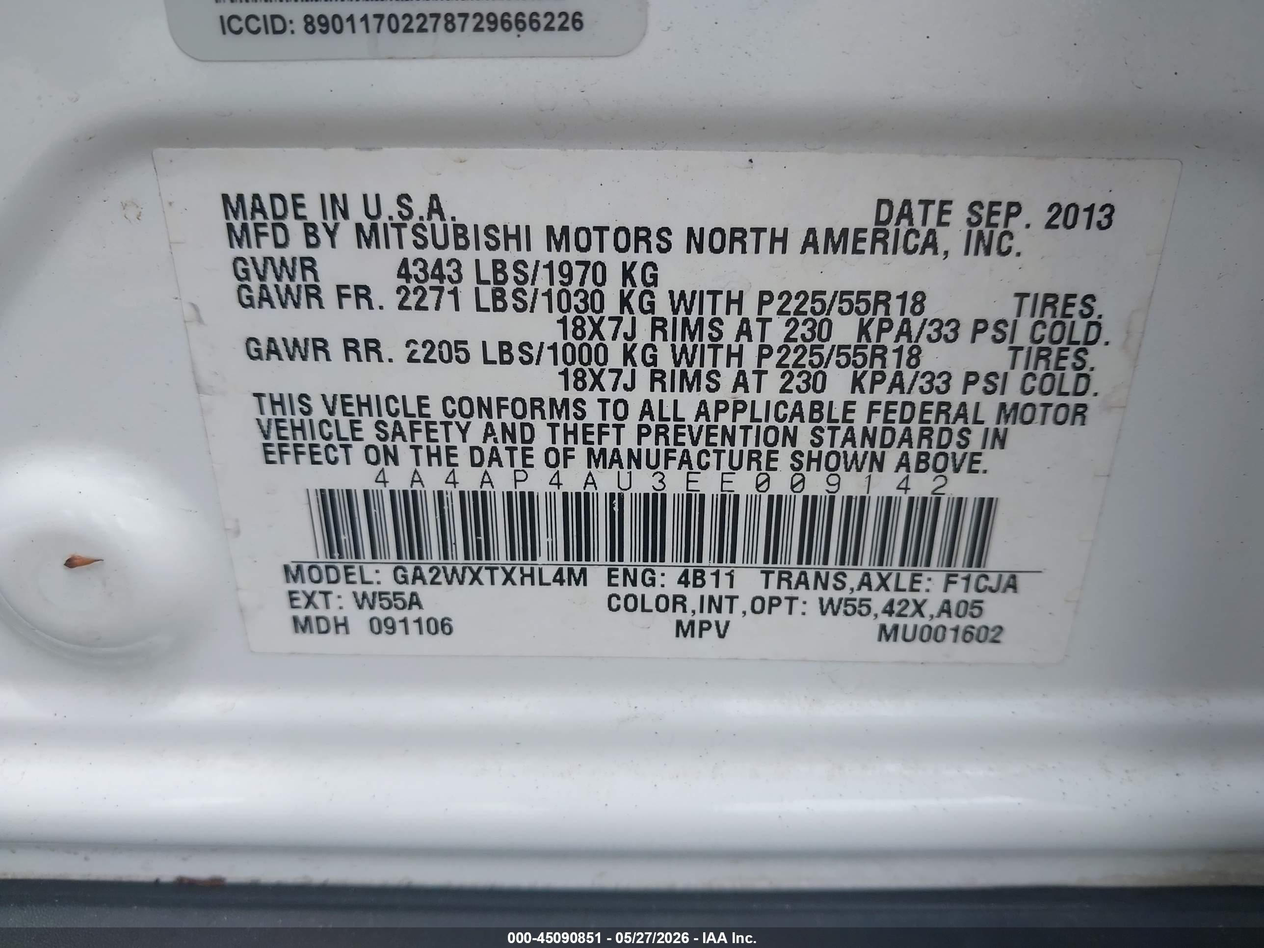 2014 Mitsubishi Outlander Sport Se White vin: 4A4AP4AU3EE009142
