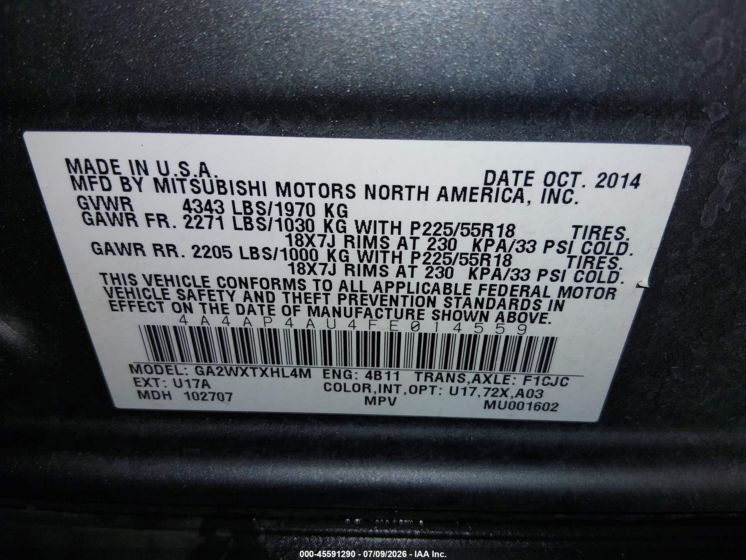 2015 Mitsubishi Outlander Sport Se Gray vin: 4A4AP4AU4FE014559