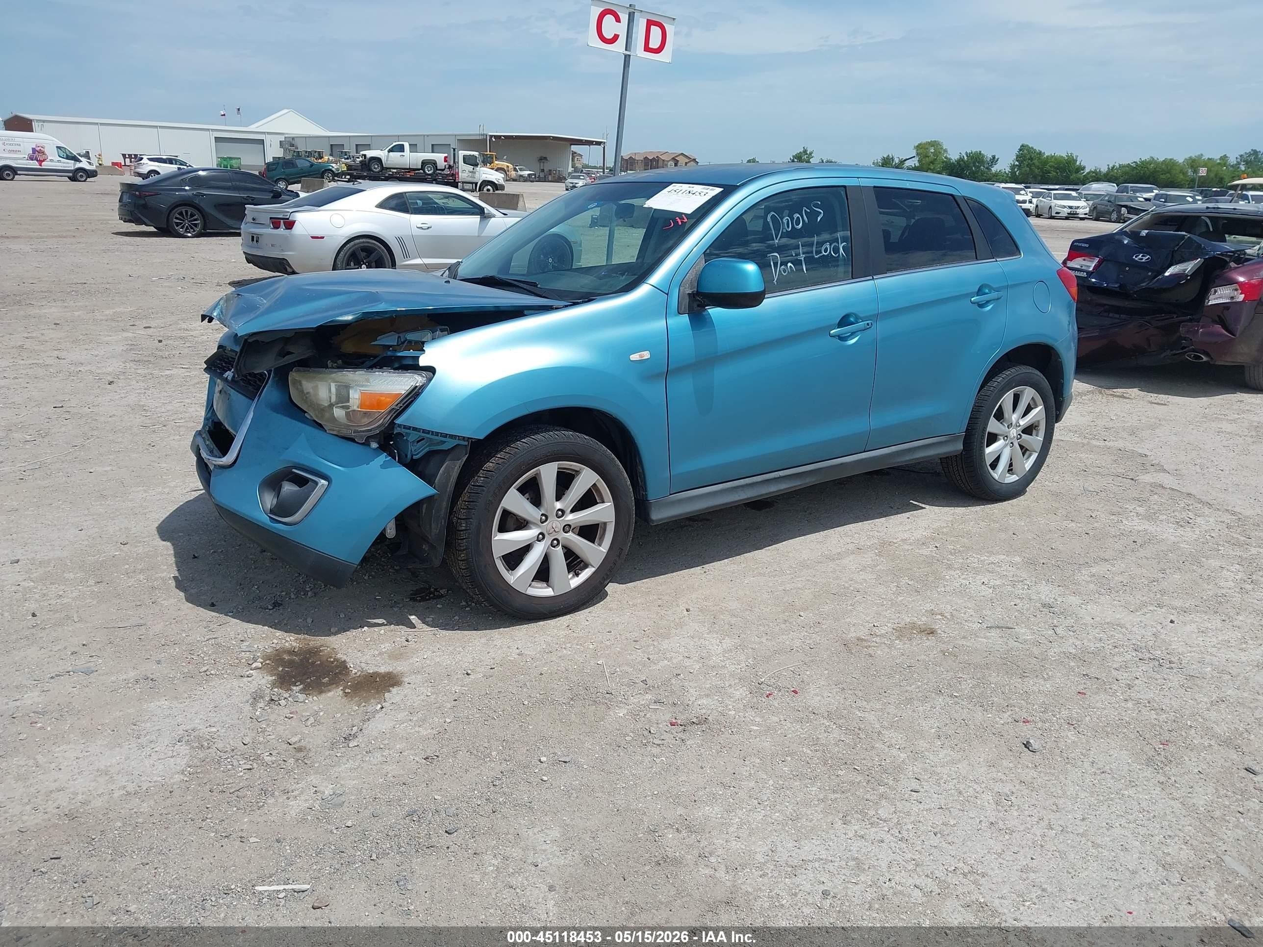 2013 Mitsubishi Outlander Sport Se Blue vin: 4A4AP4AU5DE008329