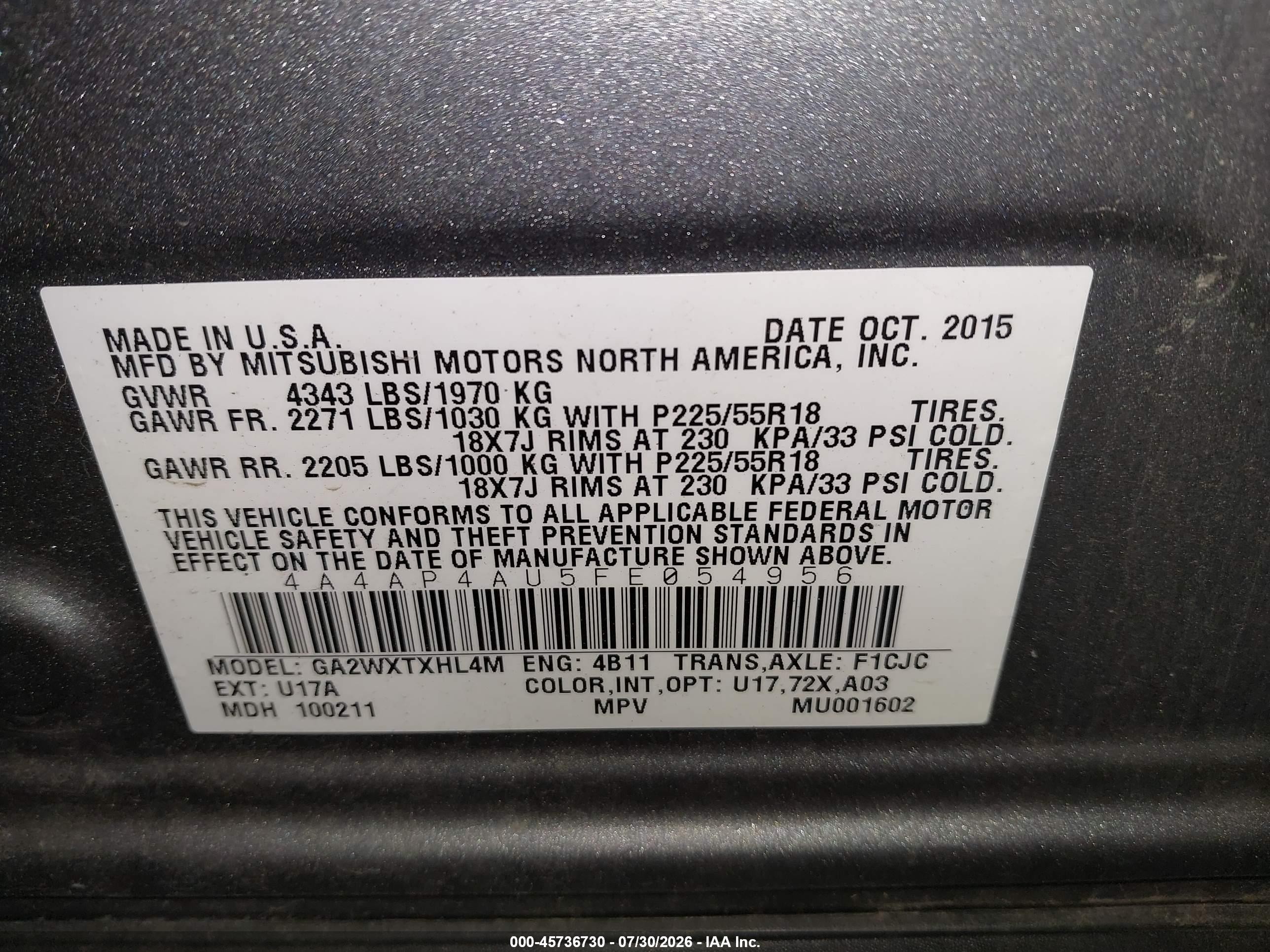 2015 Mitsubishi Outlander Sport Se Silver vin: 4A4AP4AU5FE054956