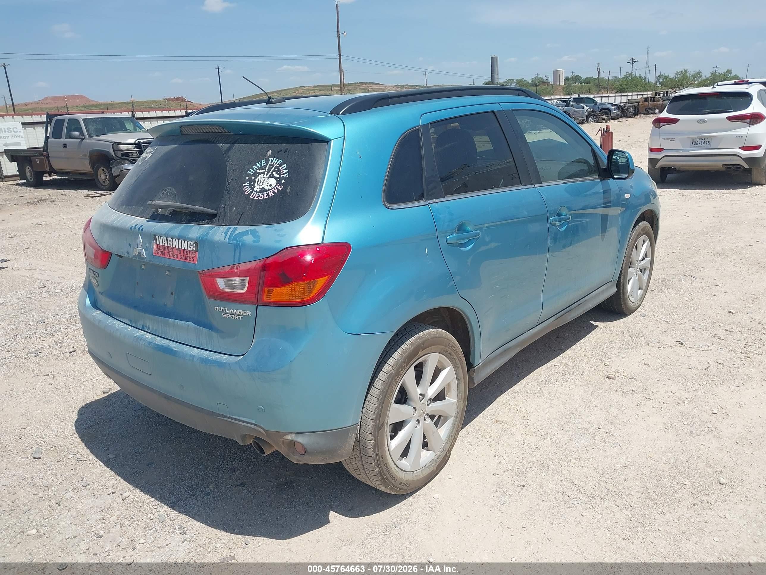 2014 Mitsubishi Outlander Sport Se Бирюзовый vin: 4A4AP4AU7EE012397