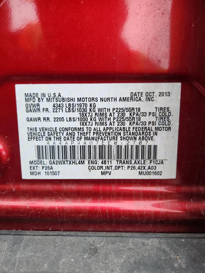 2014 Mitsubishi Outlander Sport Se Burgundy vin: 4A4AP4AU7EE012707