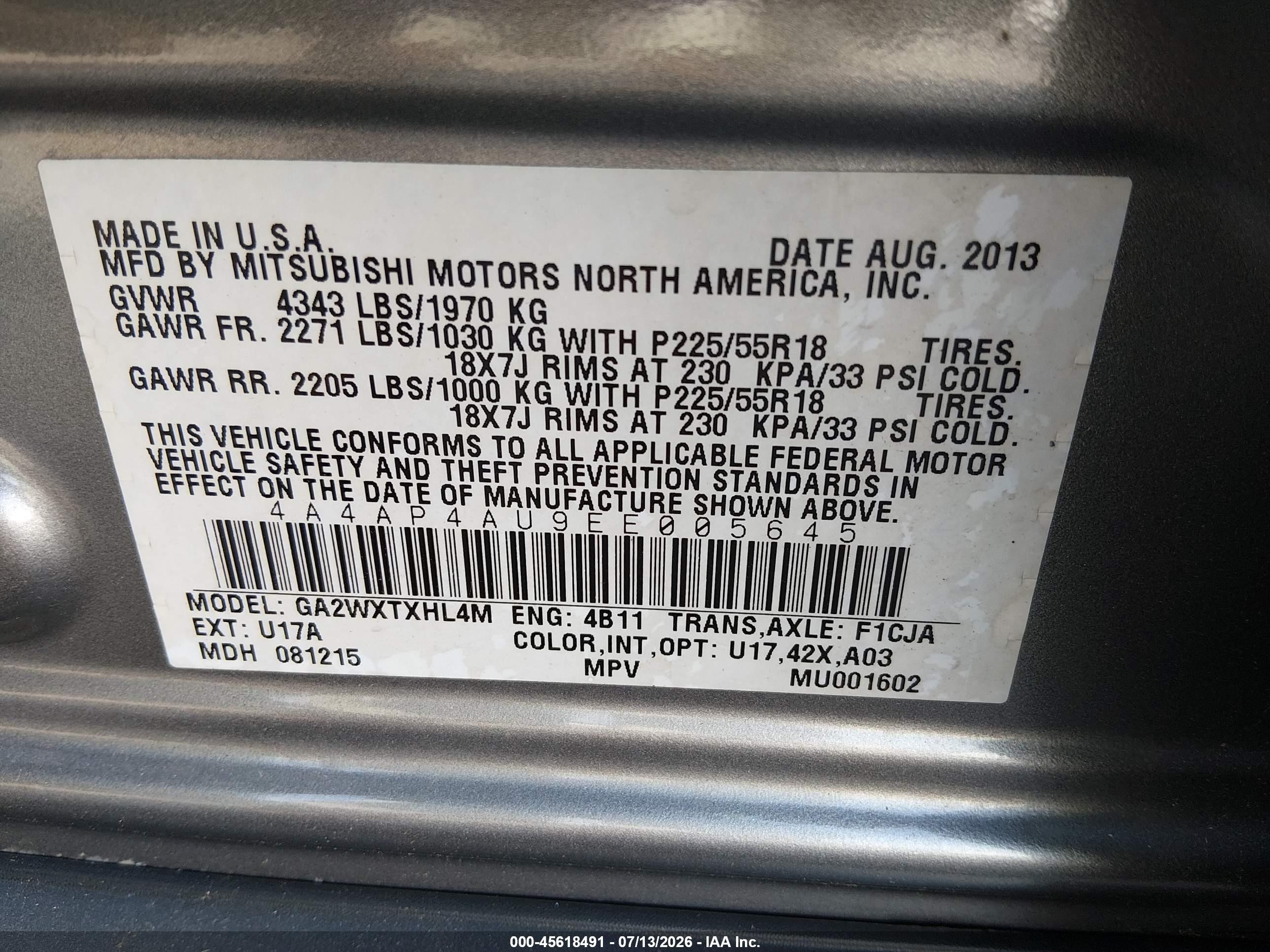 2014 Mitsubishi Outlander Sport Se Gray vin: 4A4AP4AU9EE005645