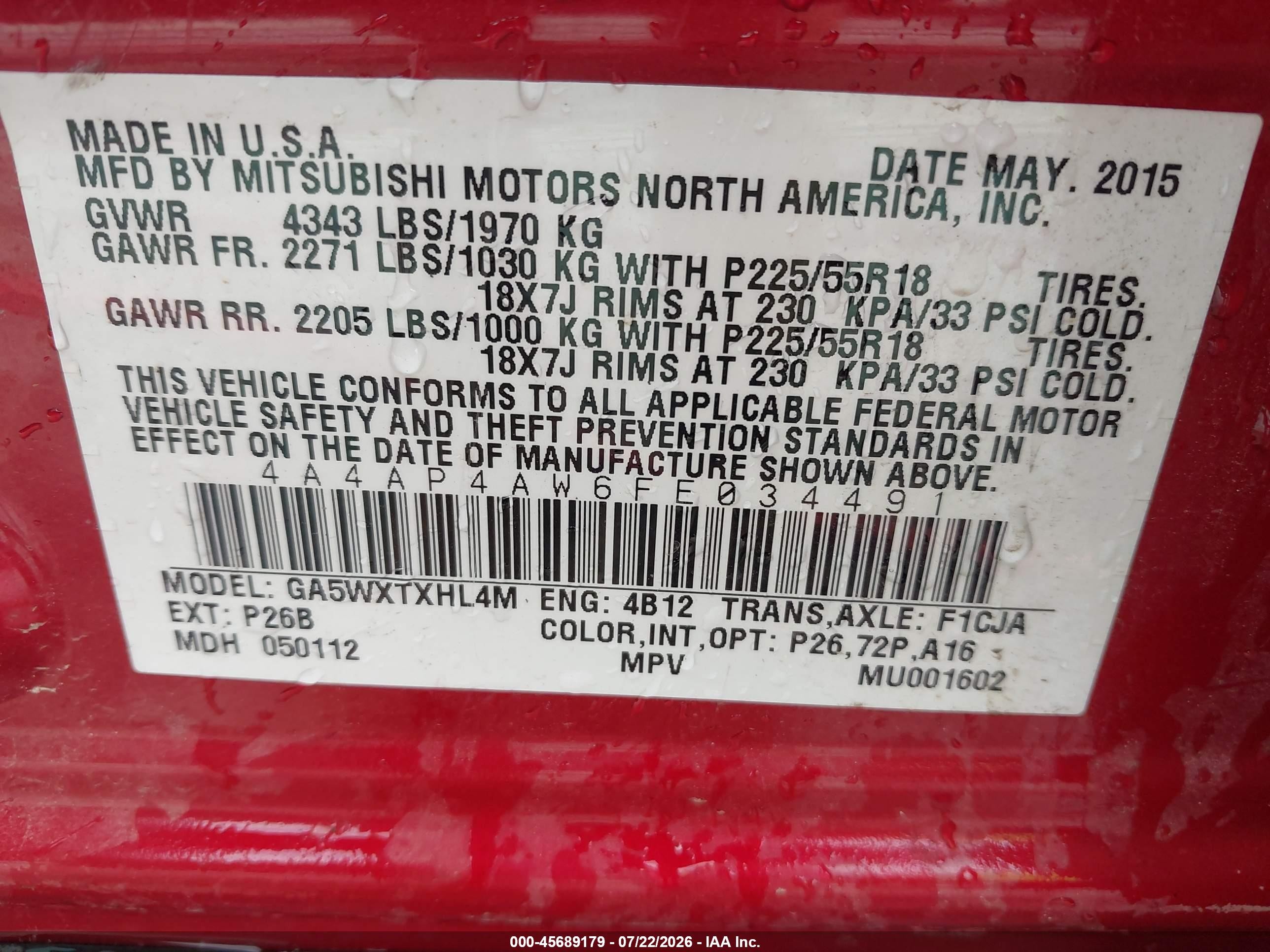 2015 Mitsubishi Outlander Sport Gt Maroon vin: 4A4AP4AW6FE034491