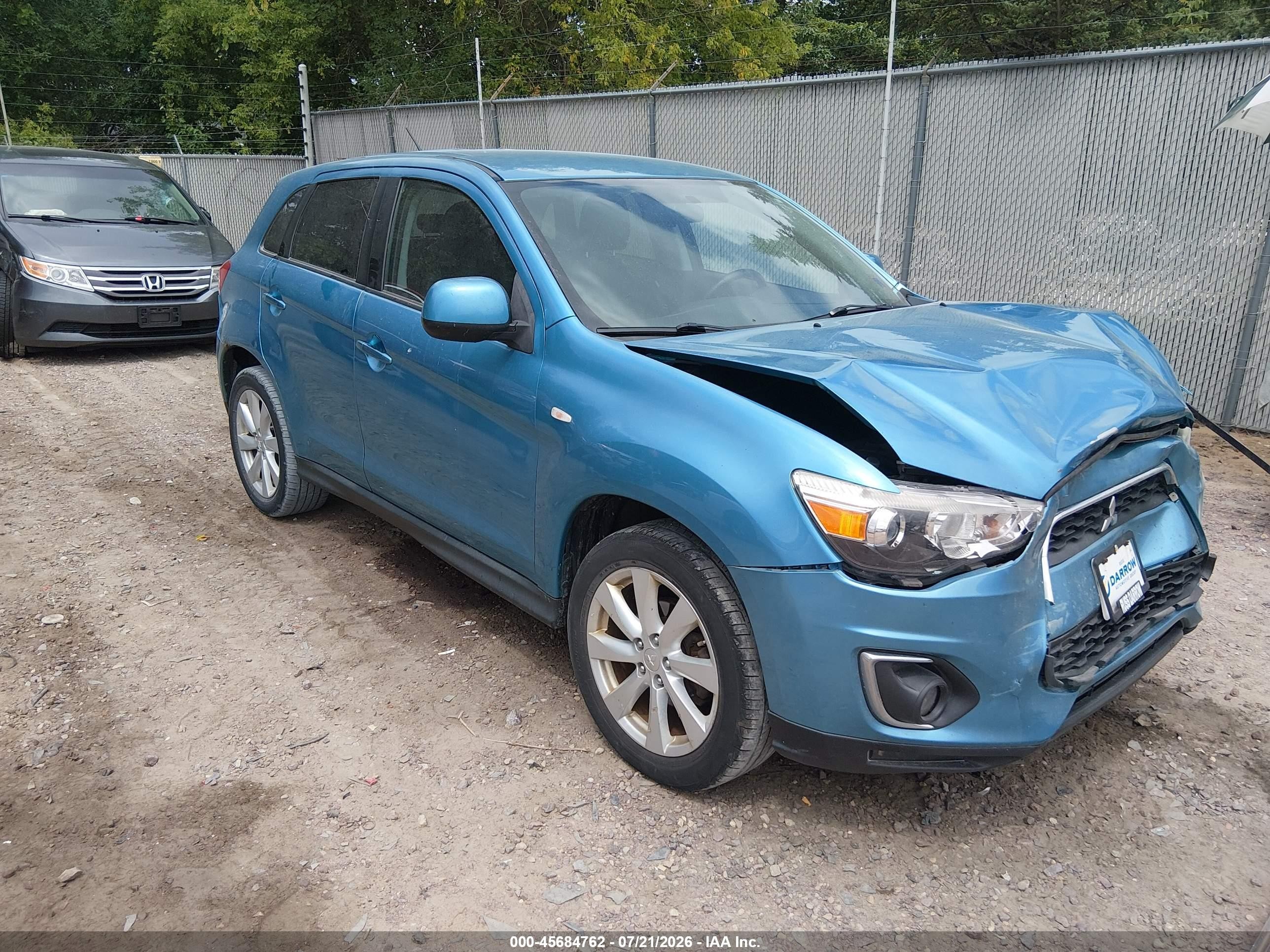 2014 Mitsubishi Outlander Sport Es Turquoise vin: 4A4AR3AU0EE021916