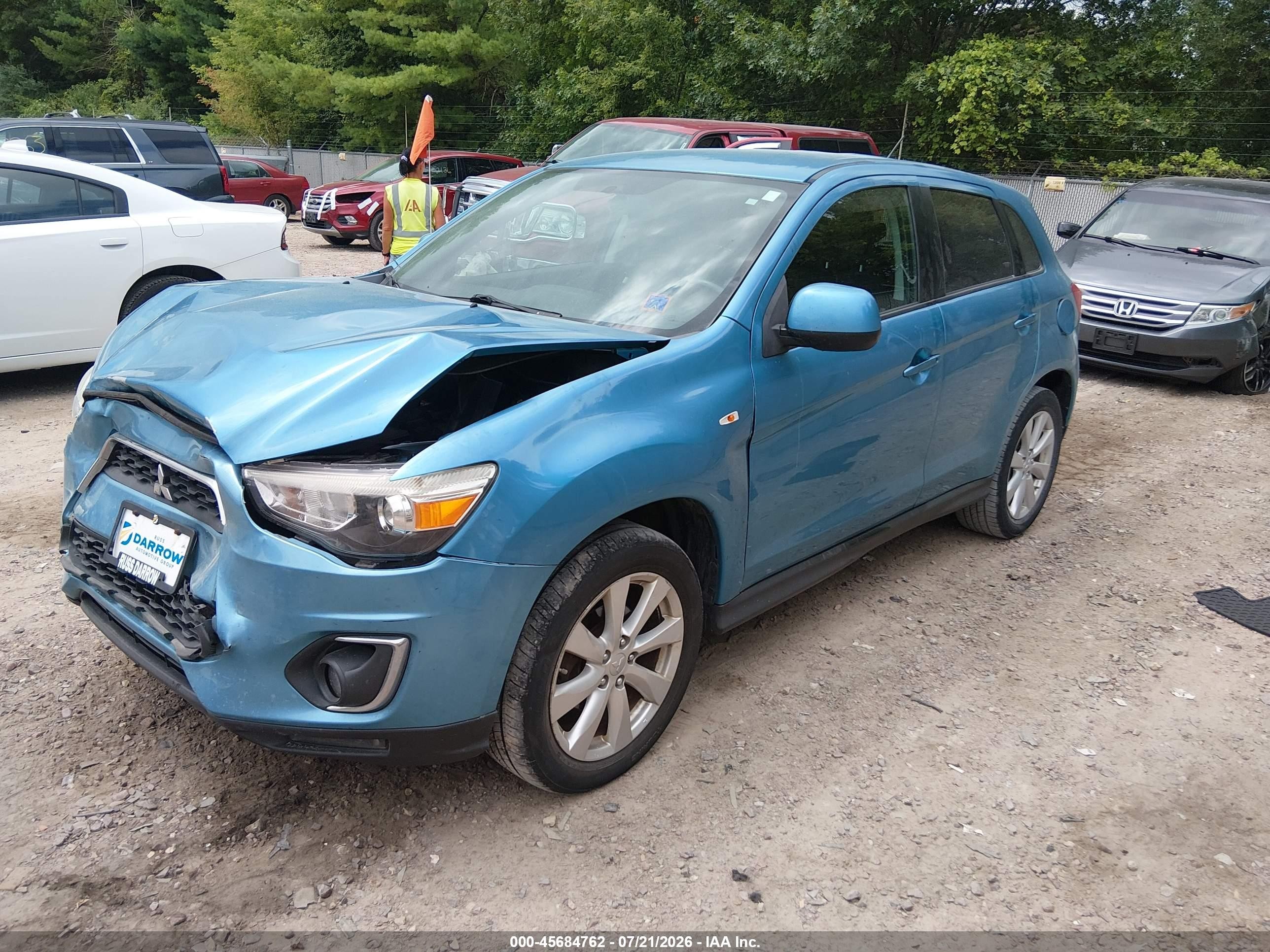 2014 Mitsubishi Outlander Sport Es Turquoise vin: 4A4AR3AU0EE021916