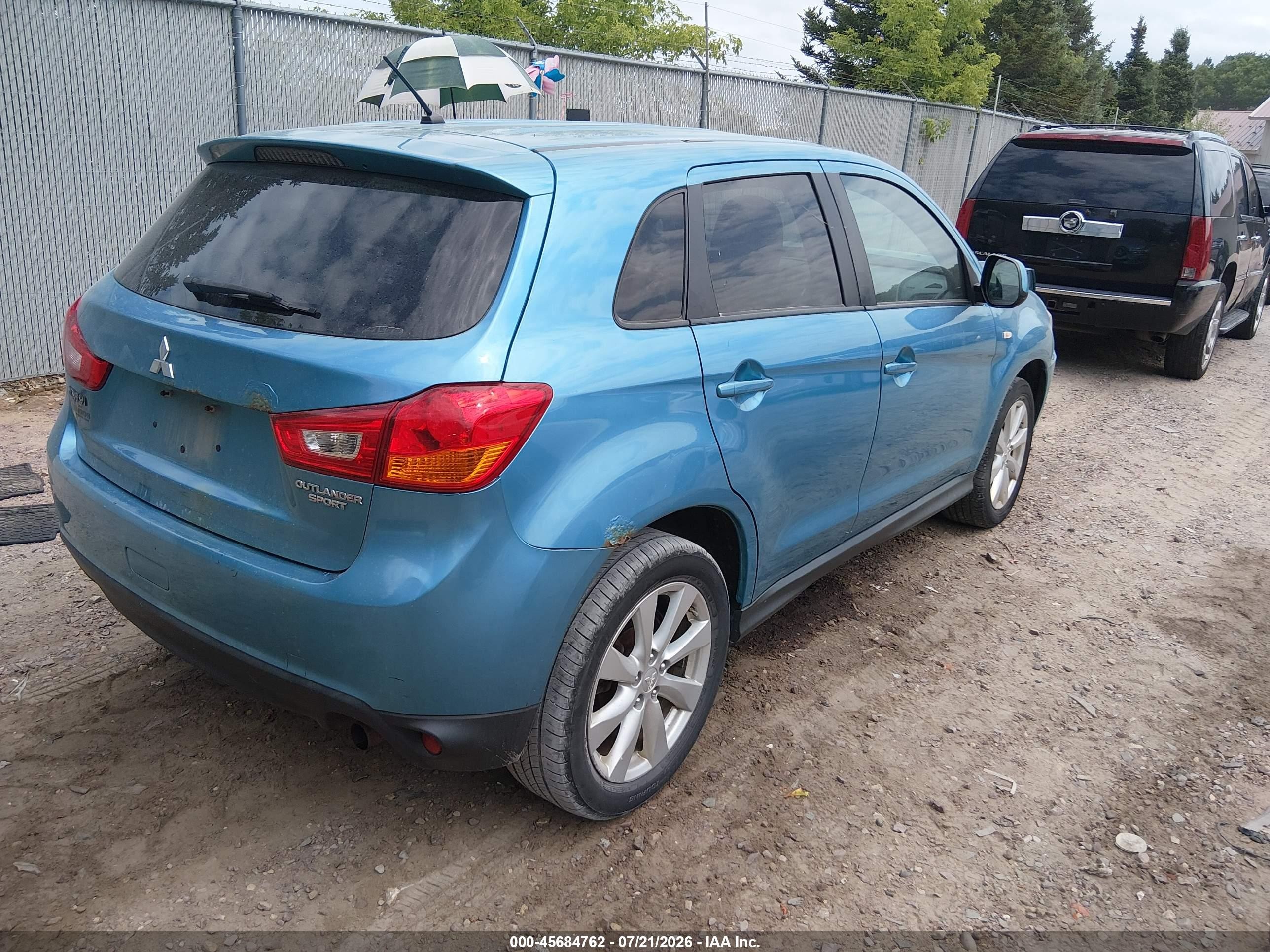2014 Mitsubishi Outlander Sport Es Turquoise vin: 4A4AR3AU0EE021916