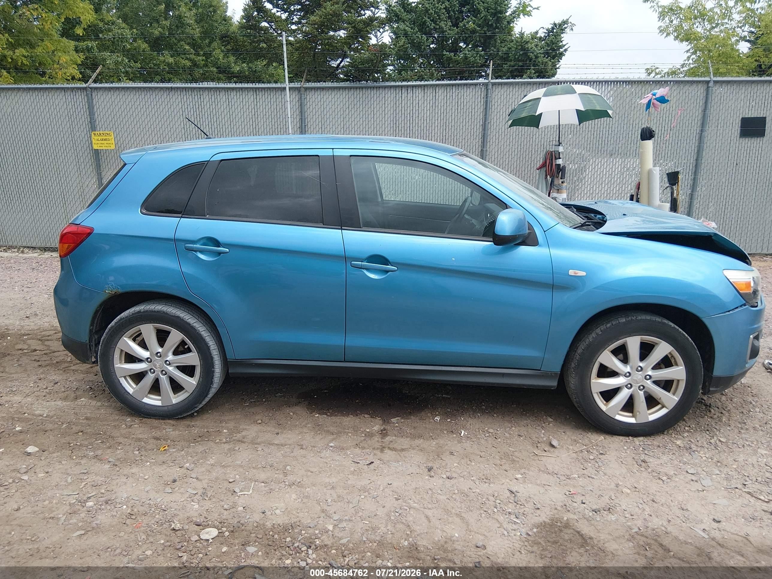 2014 Mitsubishi Outlander Sport Es Turquoise vin: 4A4AR3AU0EE021916
