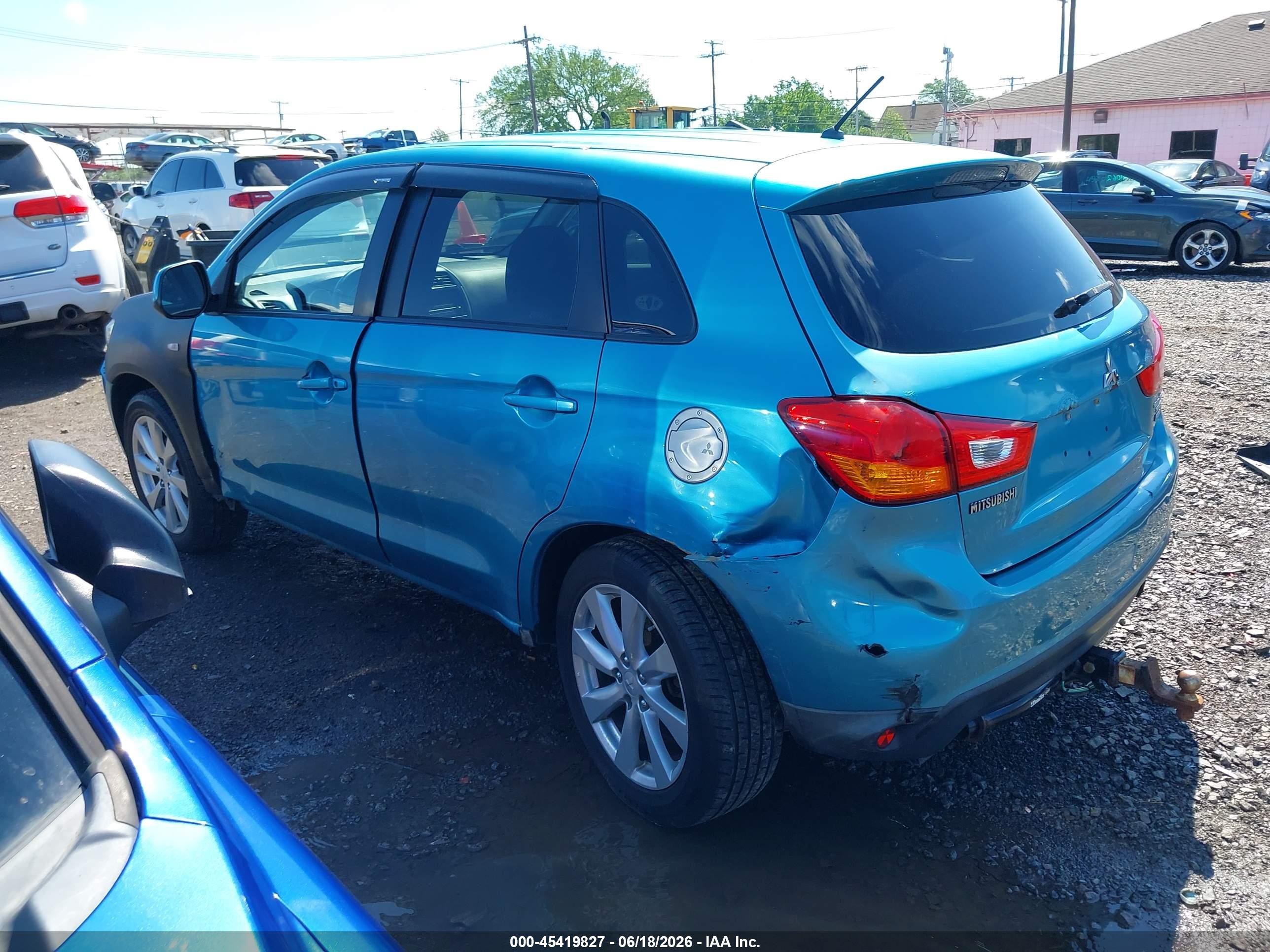 2014 Mitsubishi Outlander Sport Es Синий vin: 4A4AR3AU3EE004575