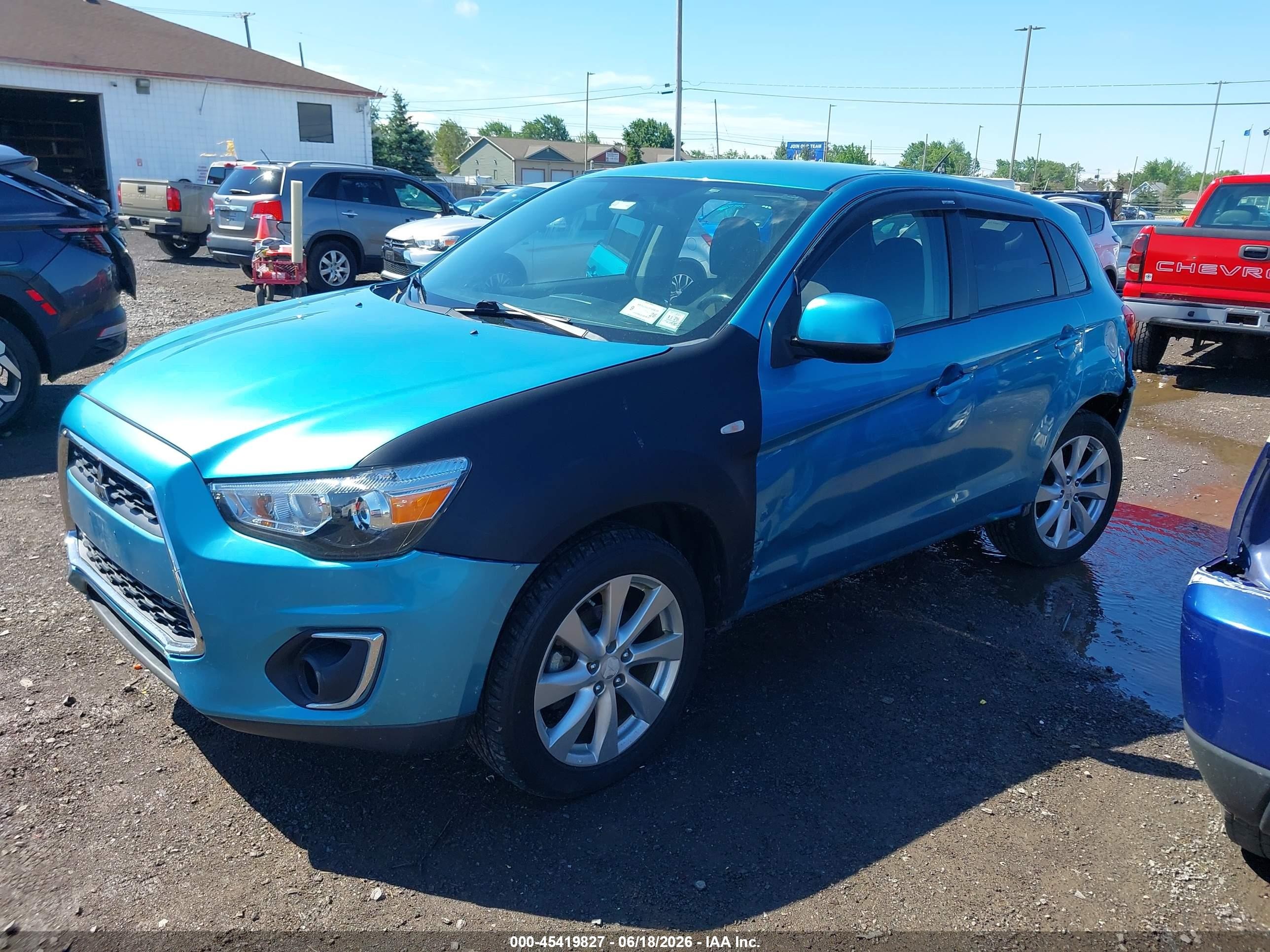 2014 Mitsubishi Outlander Sport Es Синий vin: 4A4AR3AU3EE004575