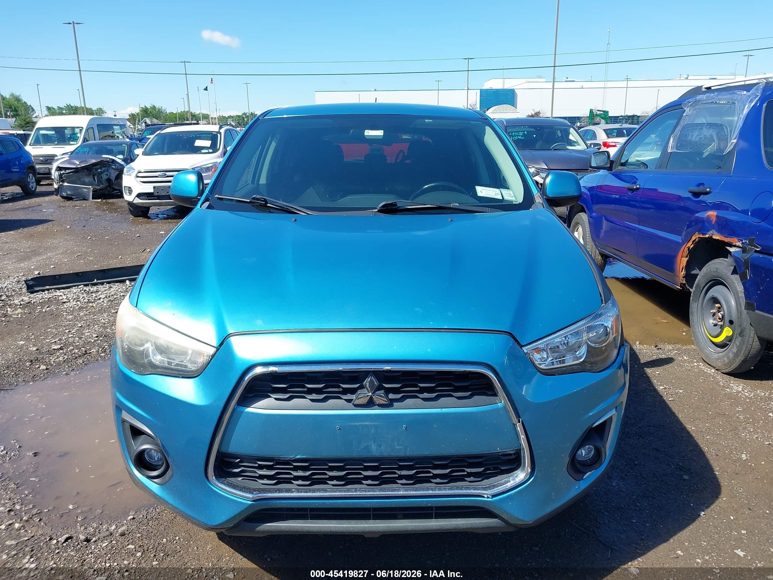 2014 Mitsubishi Outlander Sport Es Синий vin: 4A4AR3AU3EE004575
