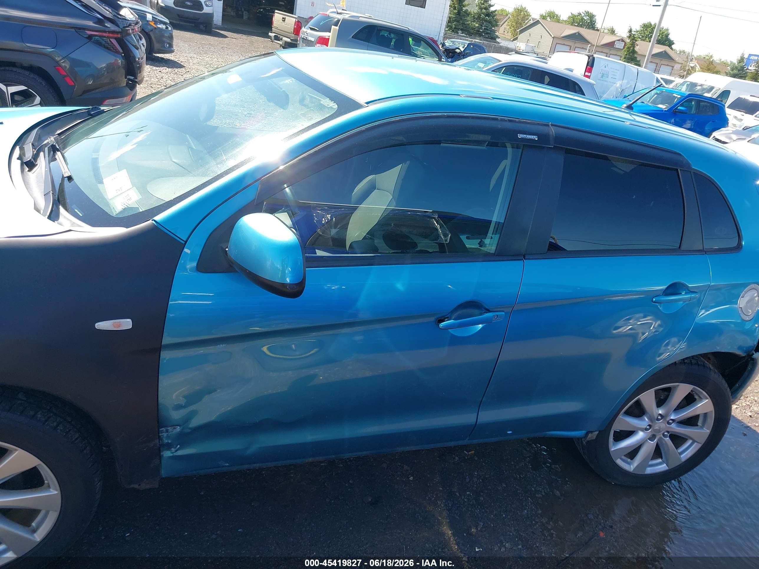 2014 Mitsubishi Outlander Sport Es Синий vin: 4A4AR3AU3EE004575