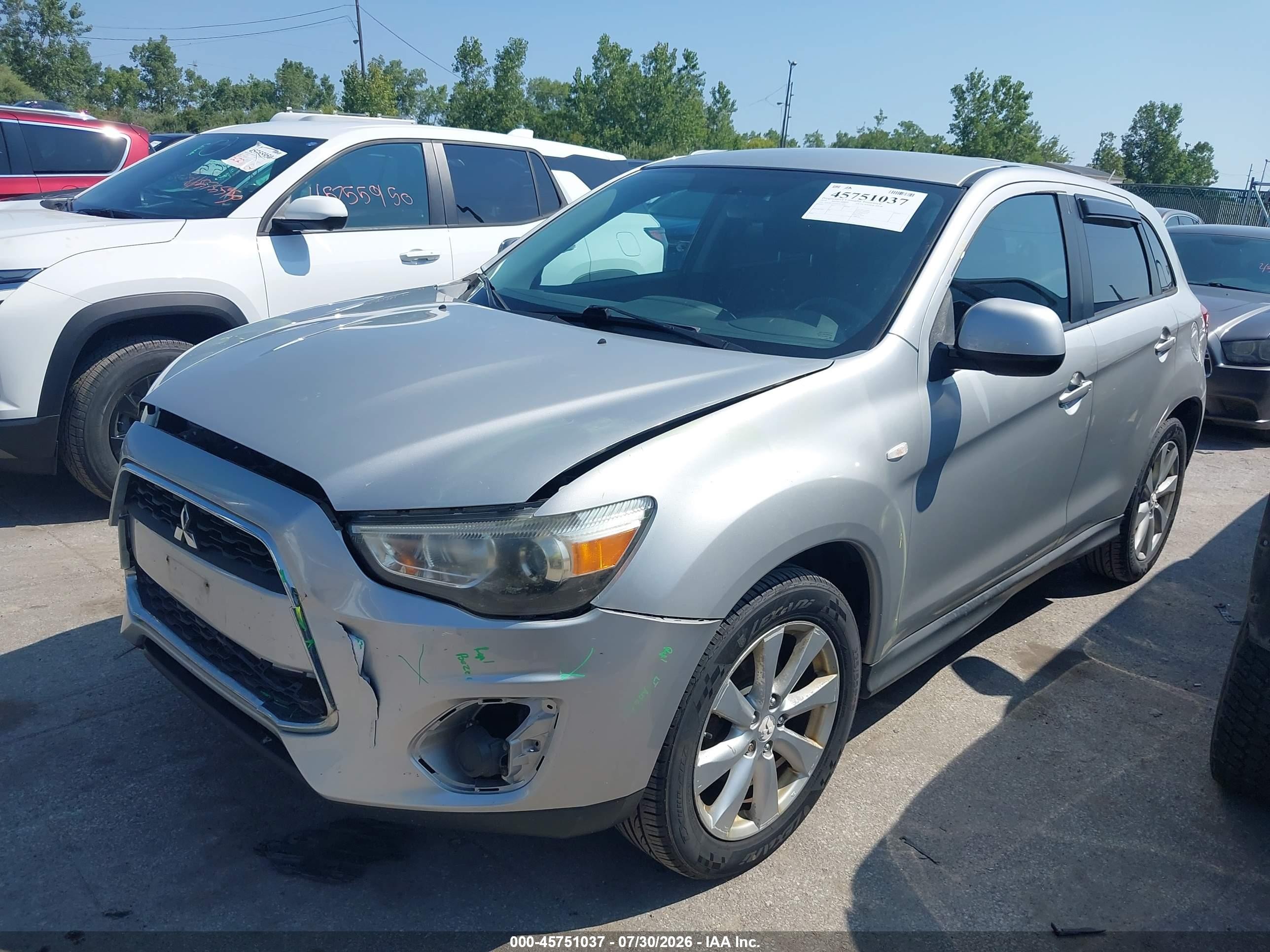 2014 Mitsubishi Outlander Sport Es Silver vin: 4A4AR3AU6EE021077
