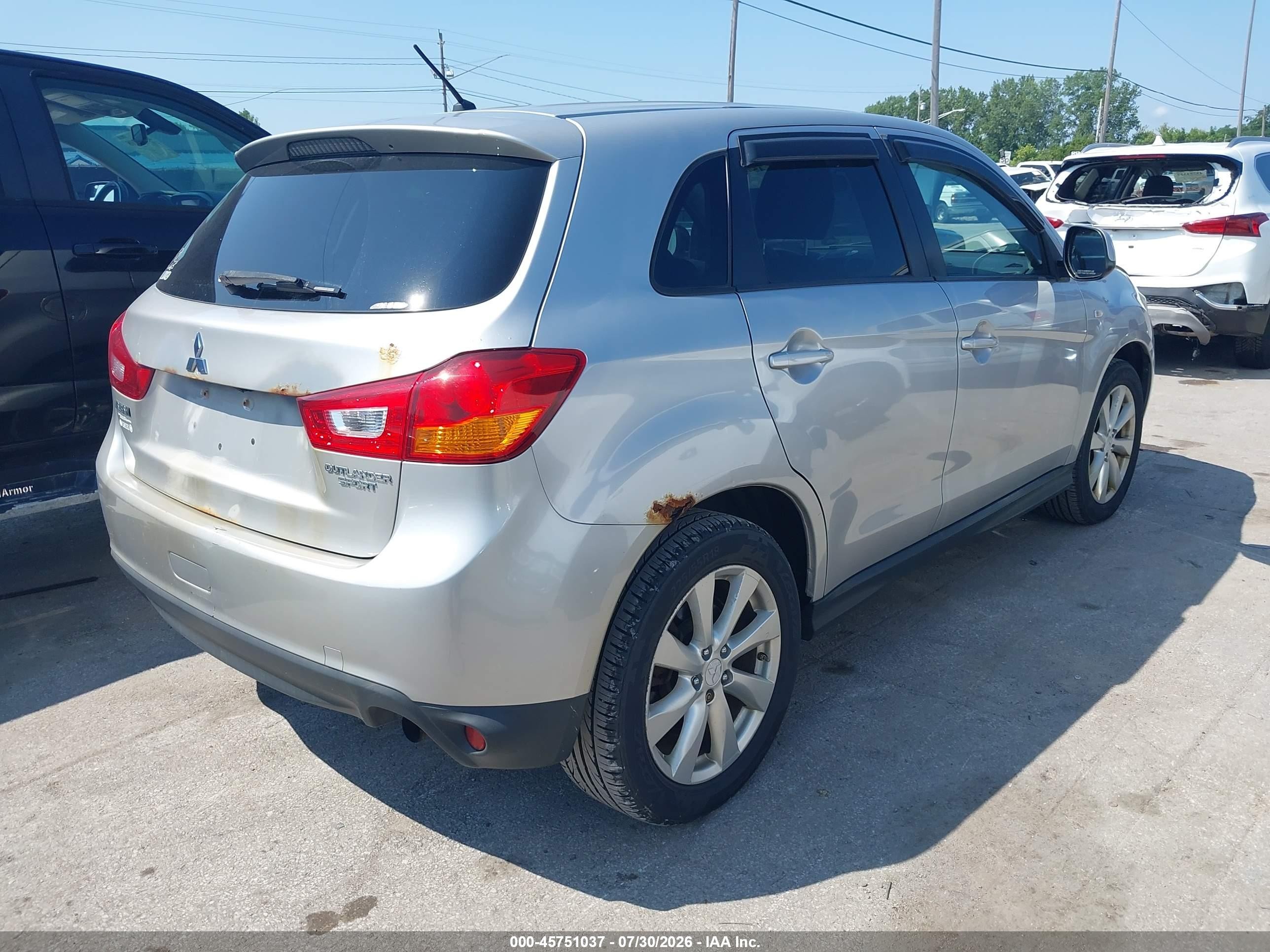 2014 Mitsubishi Outlander Sport Es Silver vin: 4A4AR3AU6EE021077
