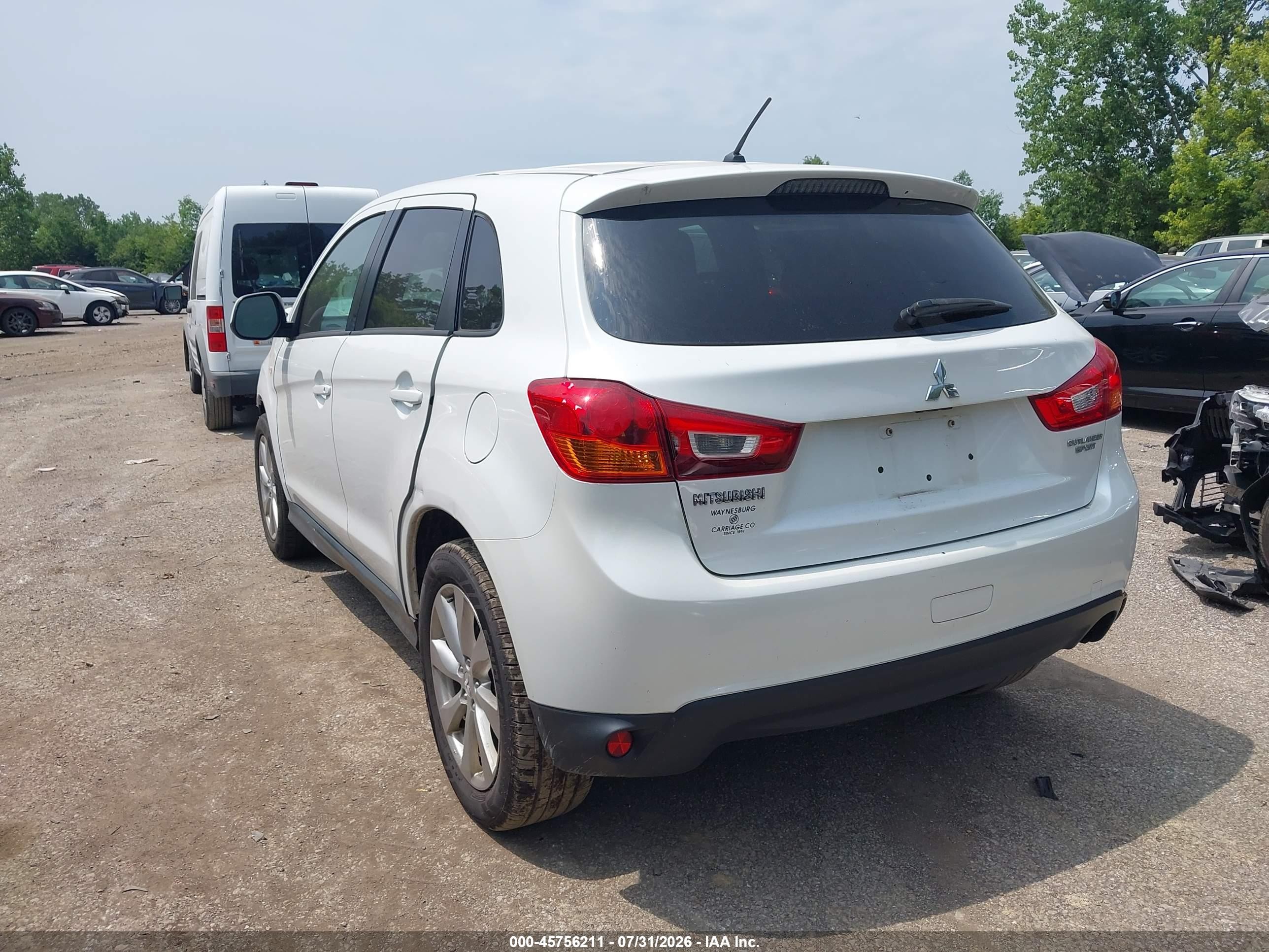 2015 Mitsubishi Outlander Sport Es White vin: 4A4AR3AU6FE061354