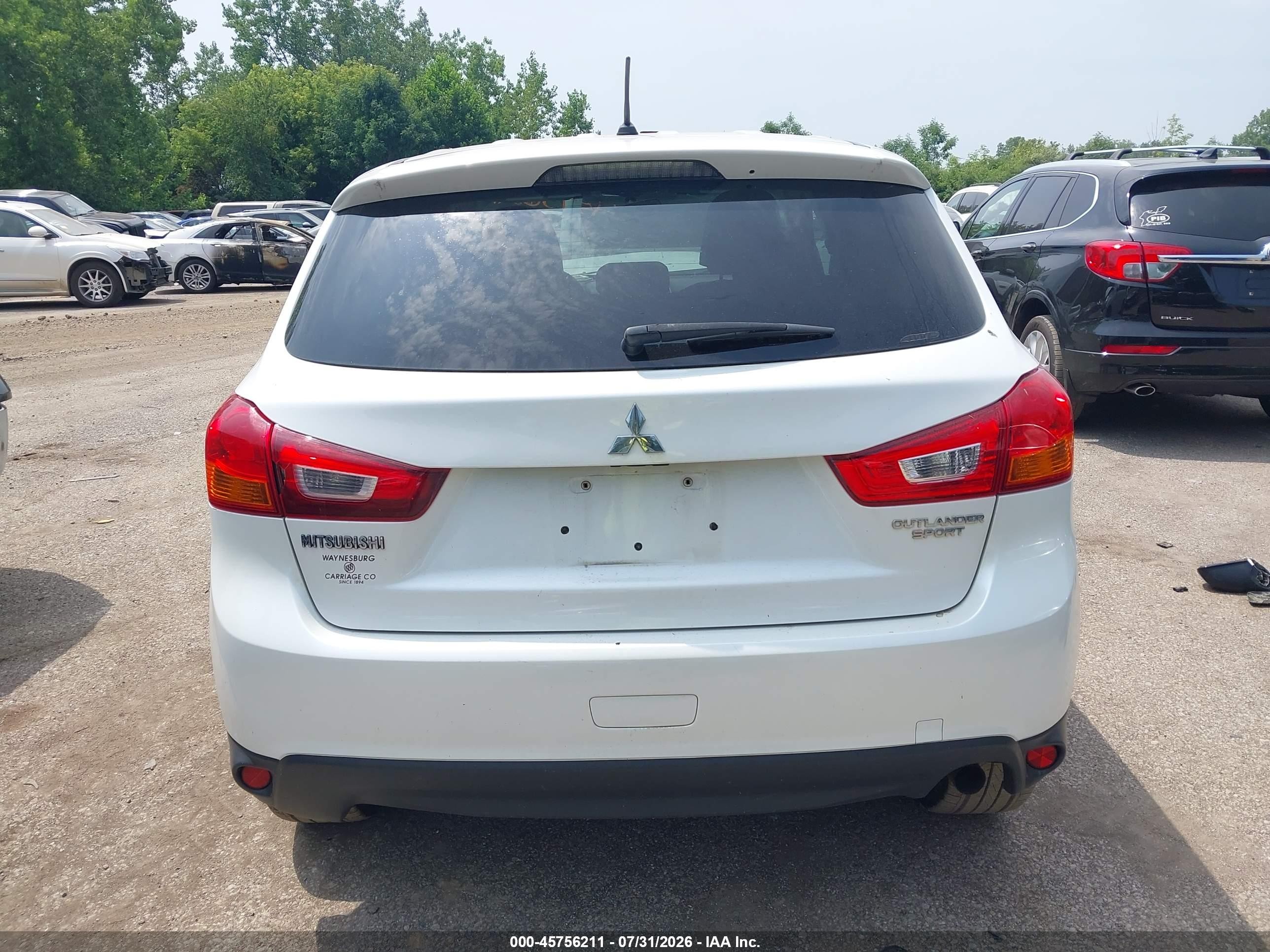 2015 Mitsubishi Outlander Sport Es White vin: 4A4AR3AU6FE061354