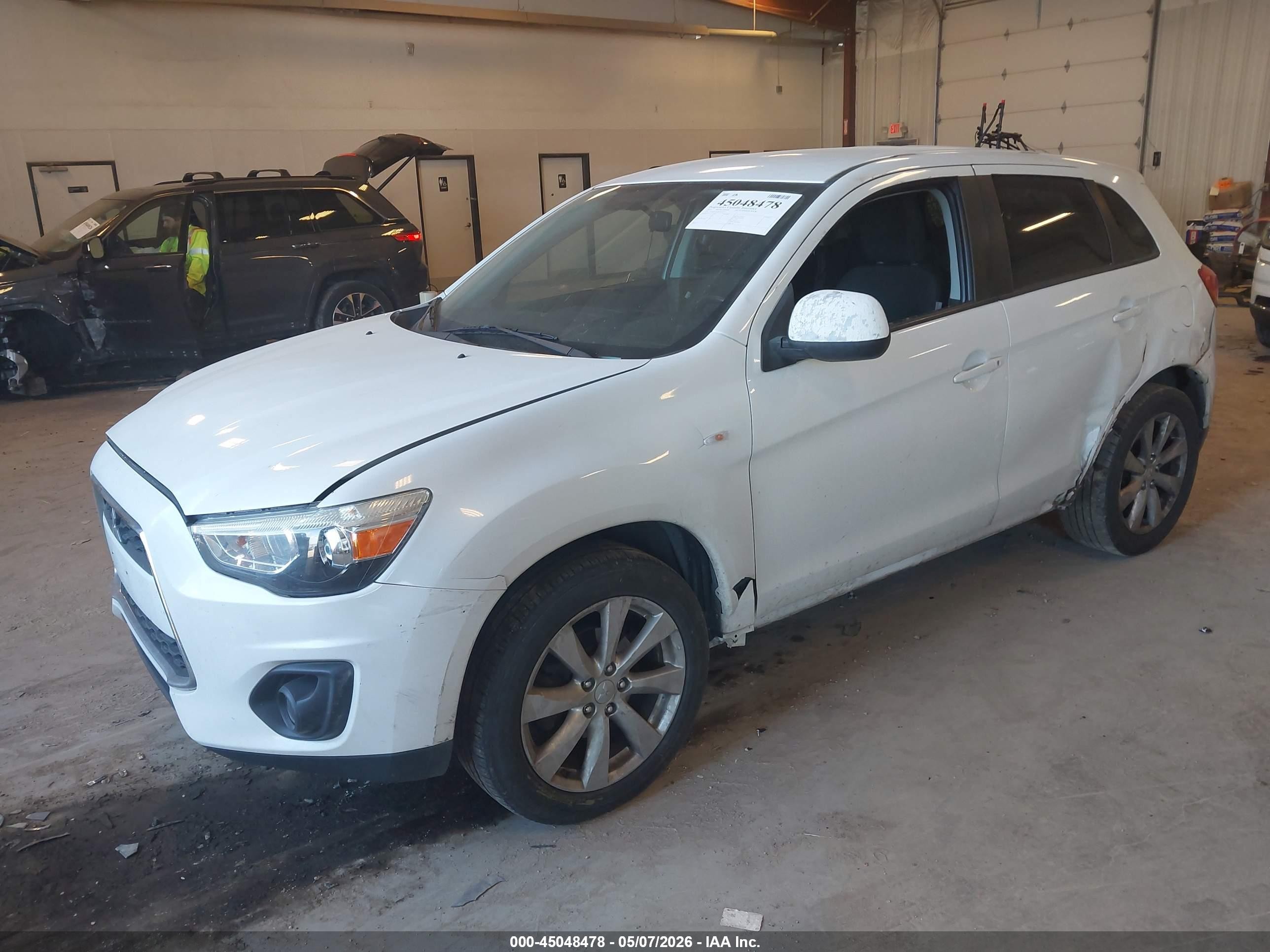 2014 Mitsubishi Outlander Sport Es White vin: 4A4AR3AU8EE016592