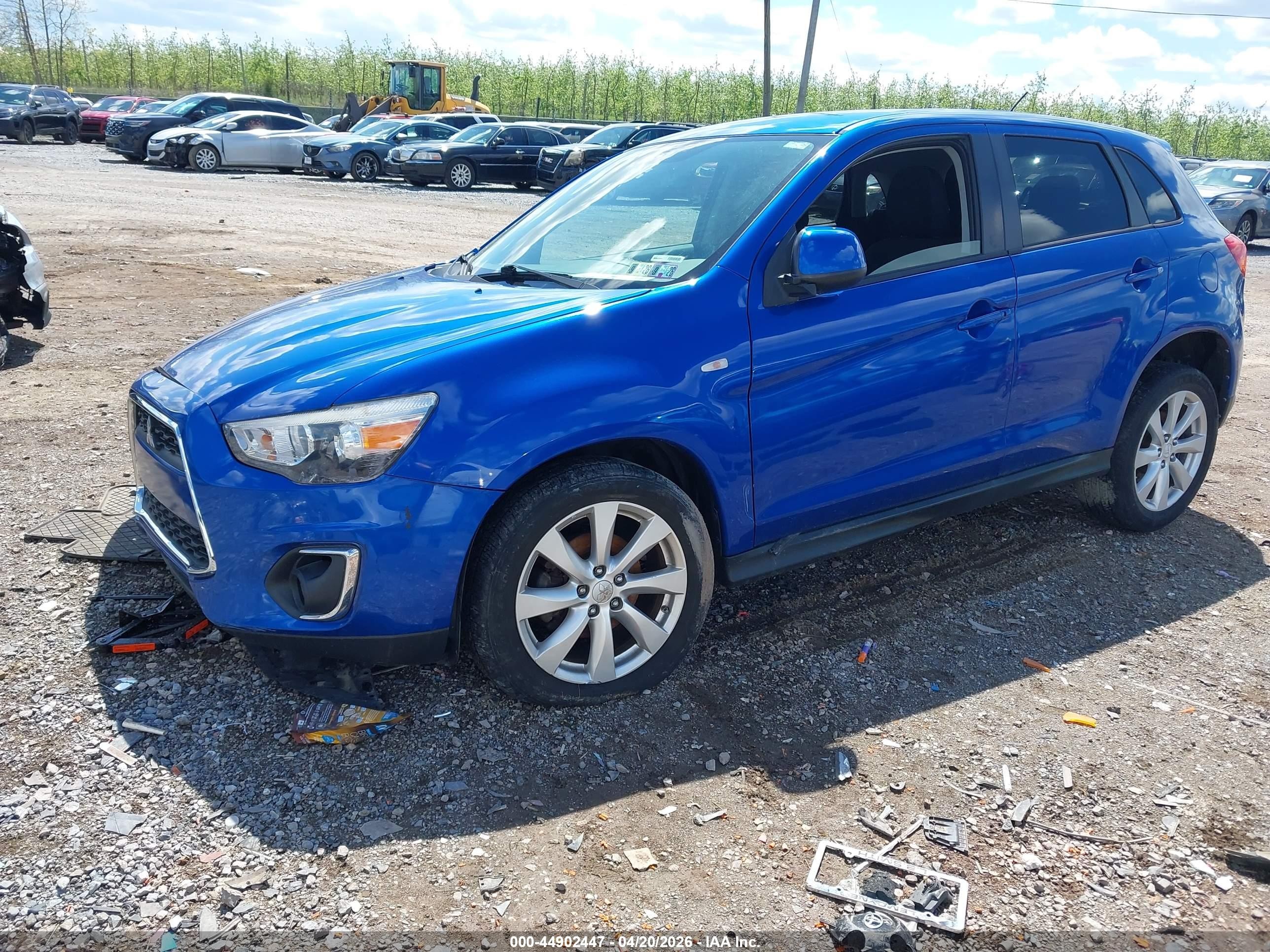 2015 Mitsubishi Outlander Sport Es Синий vin: 4A4AR3AUXFE030303